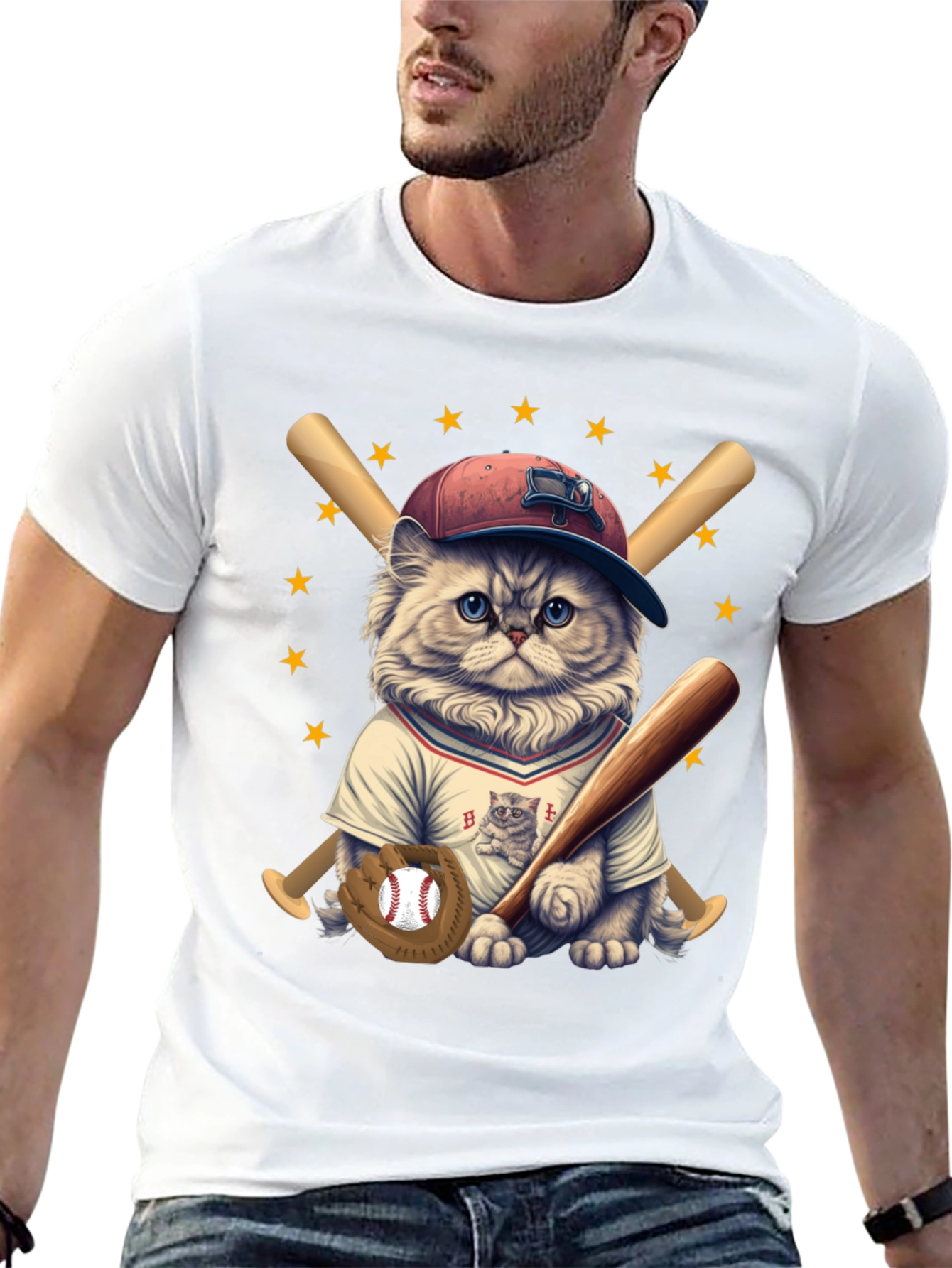Baseball Cat T-Shirt - Cute & Sporty Design