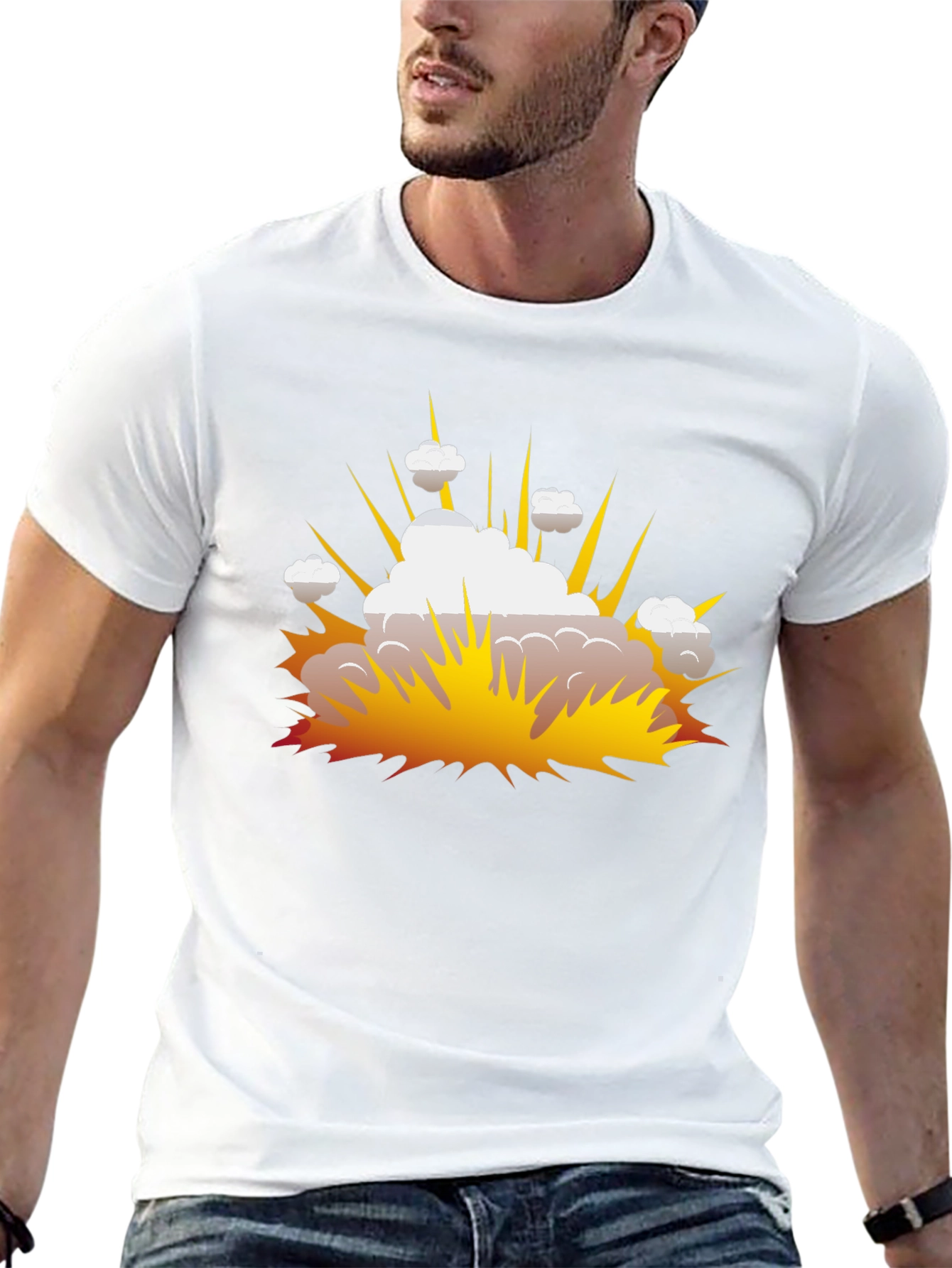 Explosion Graphic Print Black T-Shirt