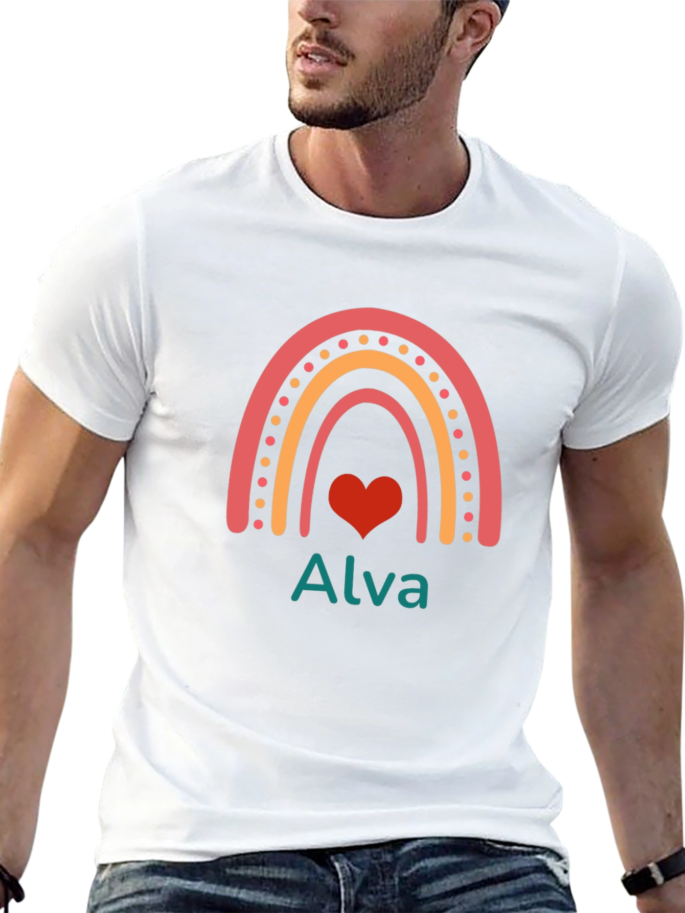 Rainbow Heart Alva T-Shirt - Custom Name Tee