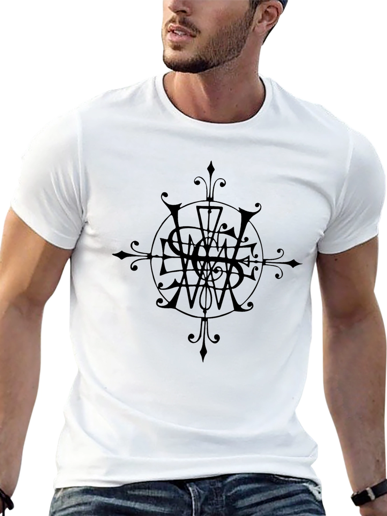Graphic Tee - Black Print on Black Crewneck
