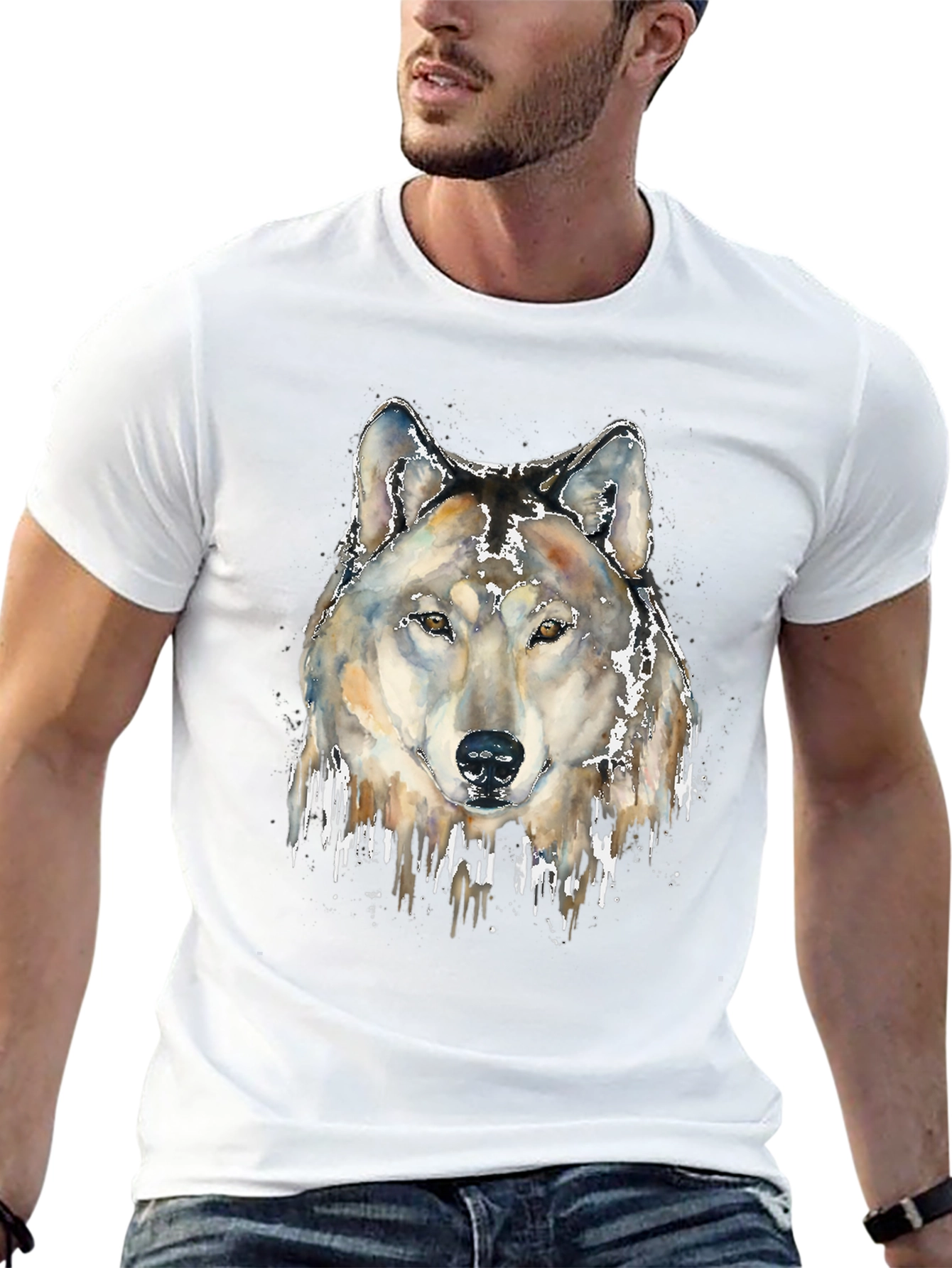 Wolf Head Graphic Print Tee