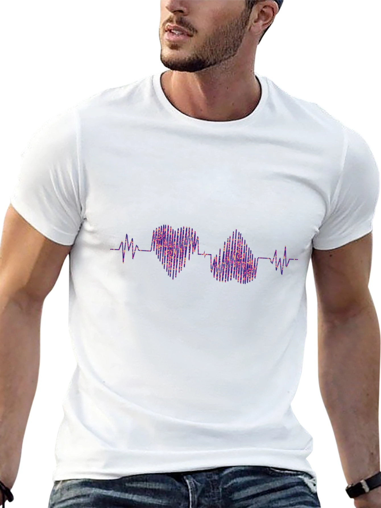 Heartbeat Rhythm Graphic Tee - Trendy Casual Style