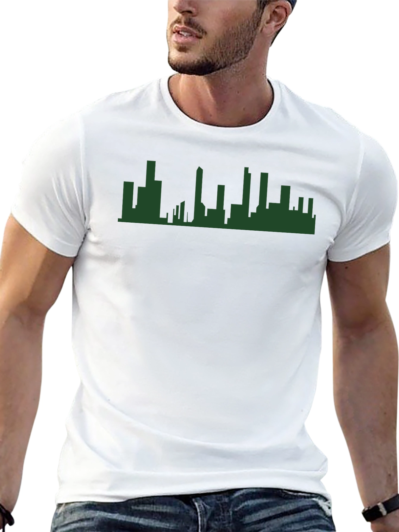 Cityscape Silhouette Graphic Tee - Modern Urban Style