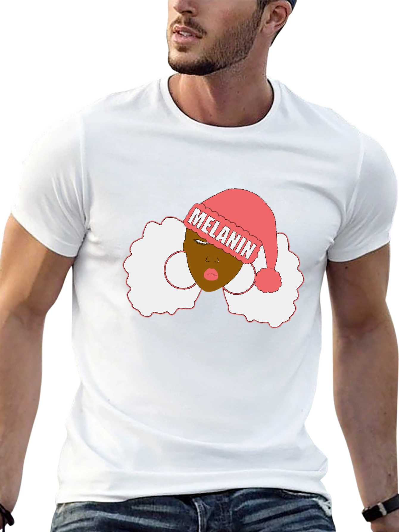 Melanin Santa Hat Black Graphic Tee