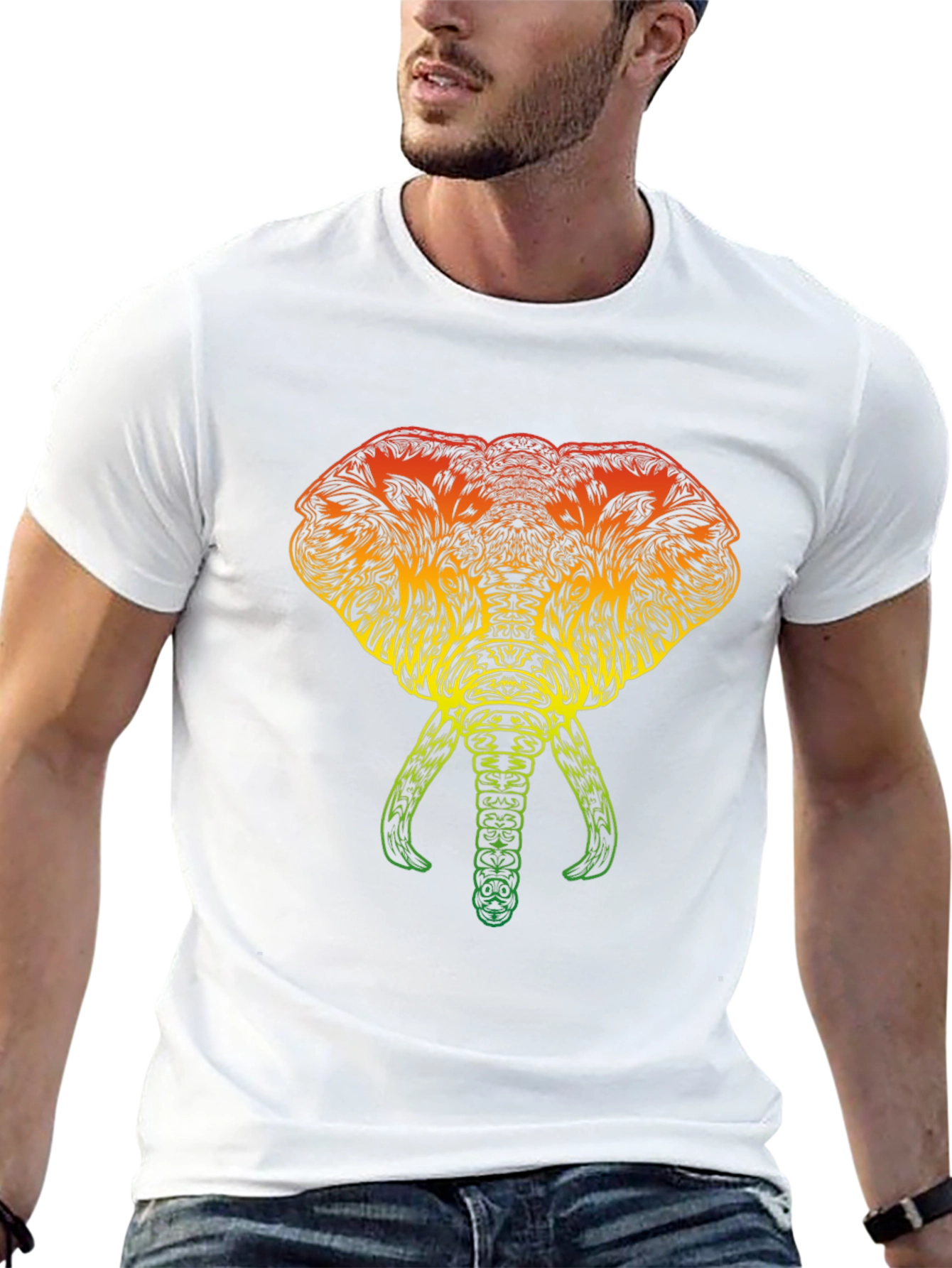 Rasta Elephant Graphic Tee - Black