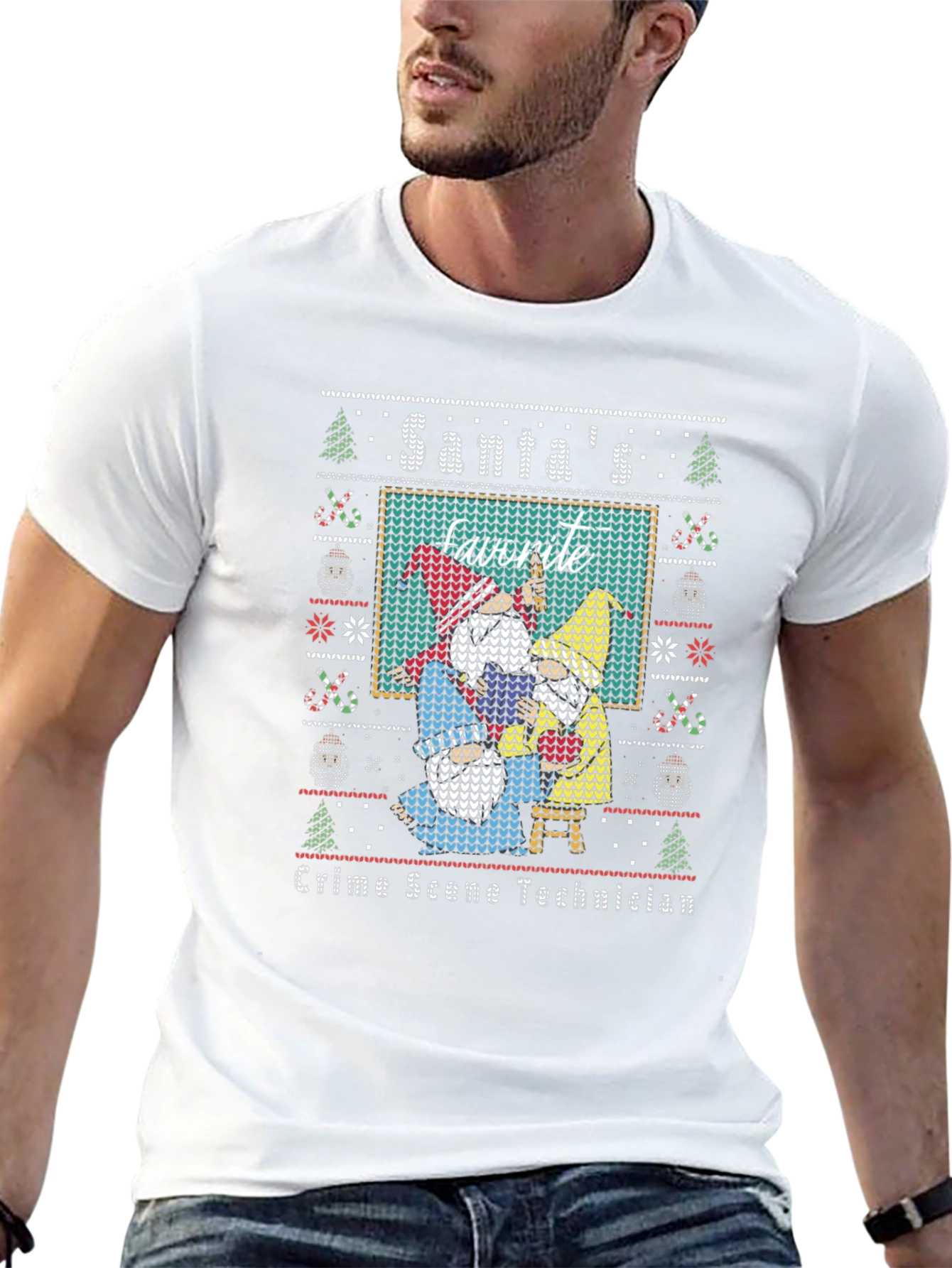 Santas Favorite Crime Scene Technician Ugly Christmas T-Shirt