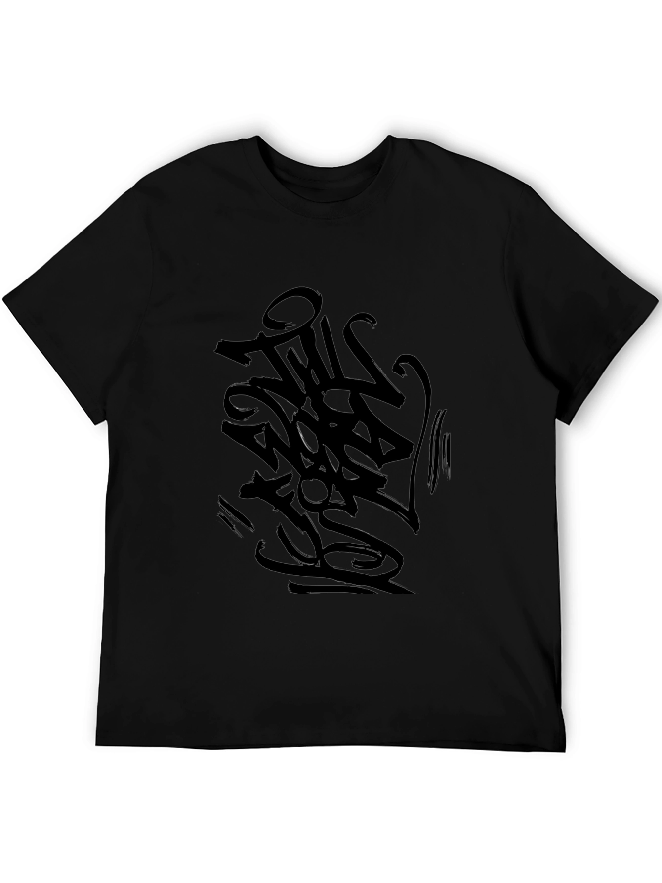 Mens Black Graphic Print T-Shirt - Urban Style