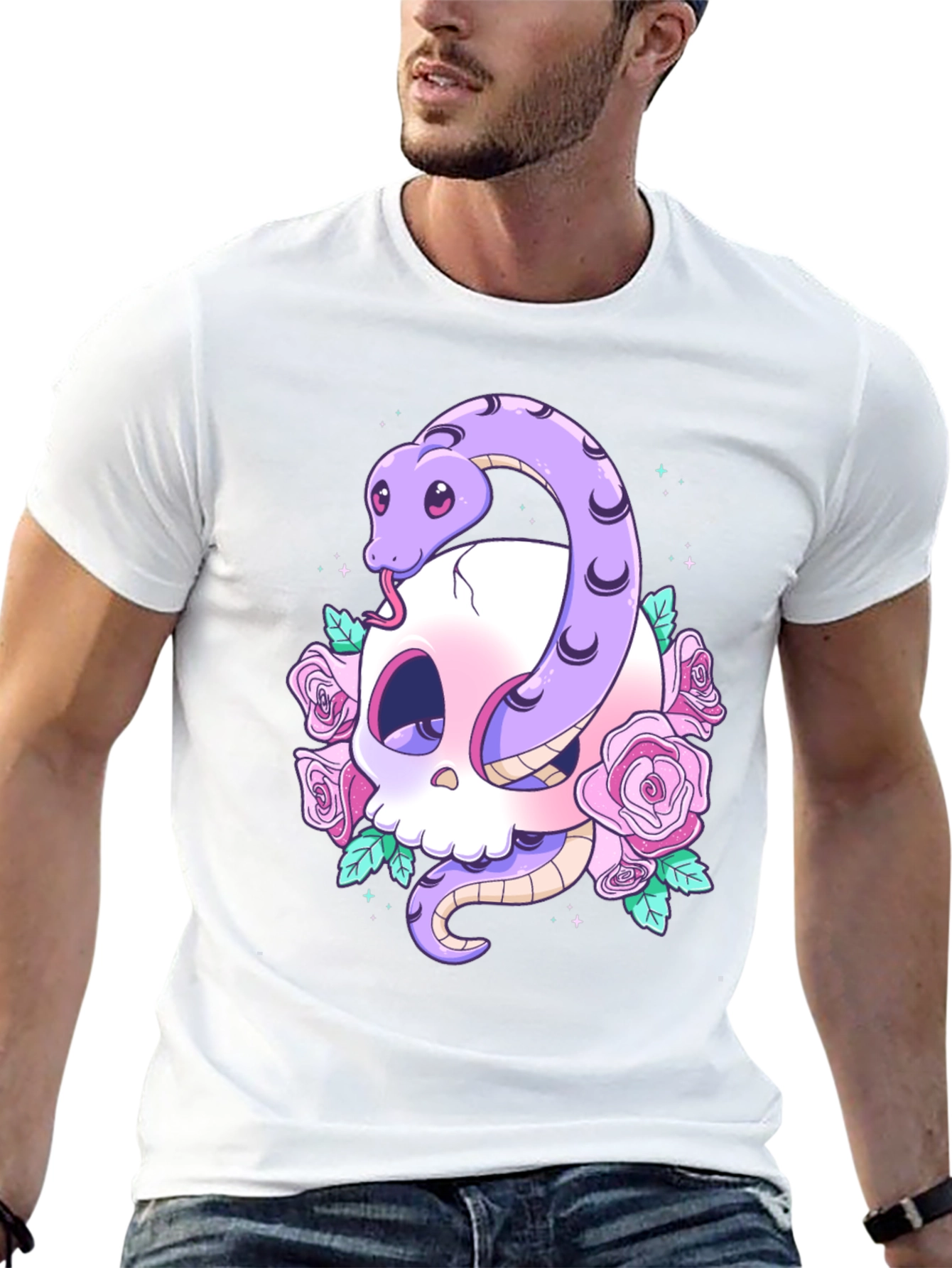 Skull Snake Rose Graphic Tee - Unique Design!