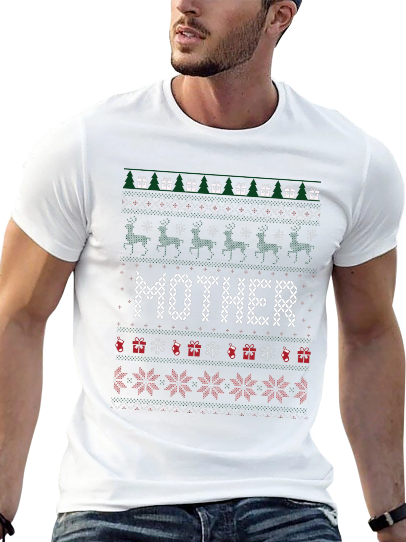 Mother Christmas Sweater Pattern T-Shirt