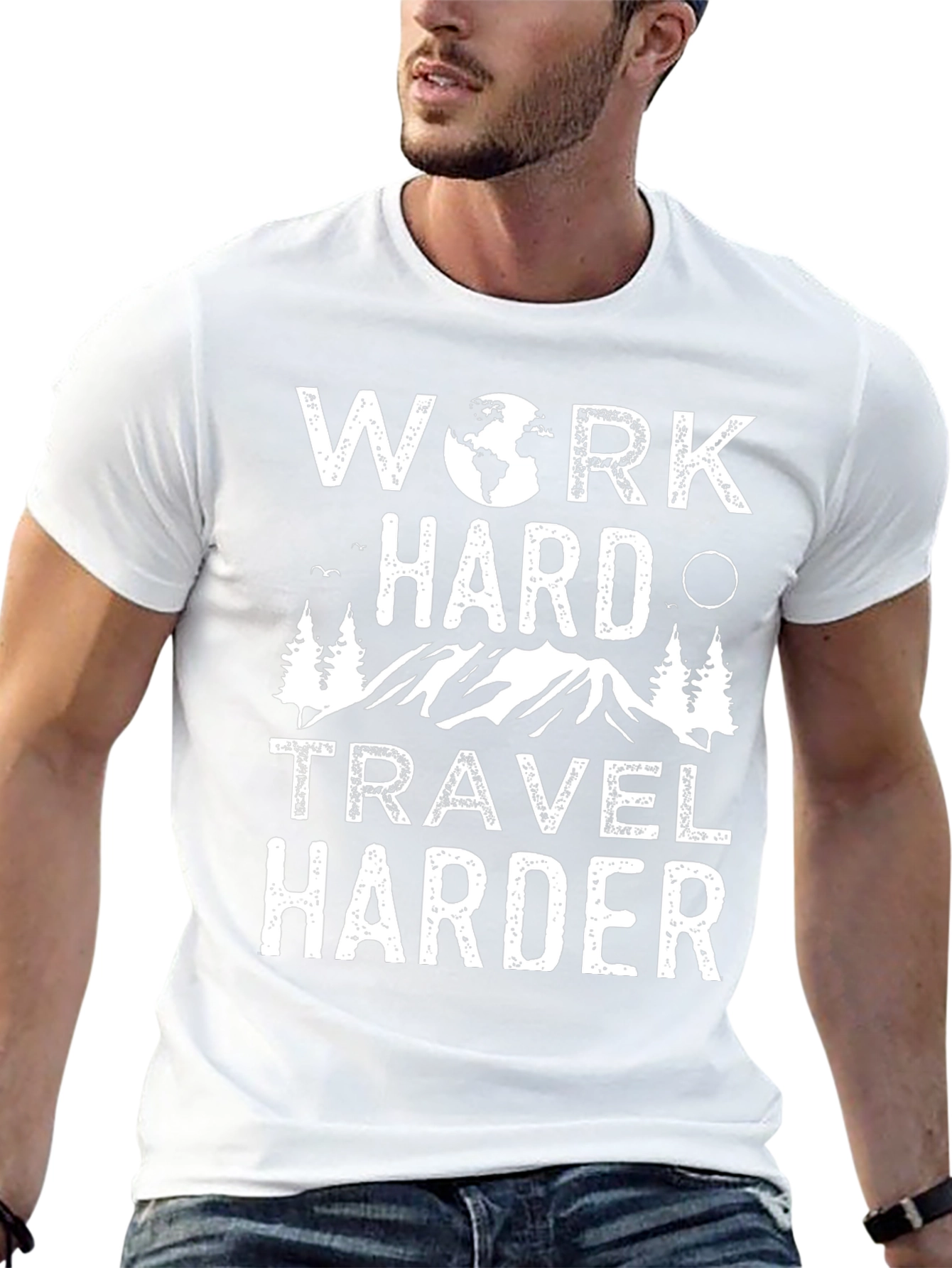 Work Hard Travel Harder Graphic Tee - Black