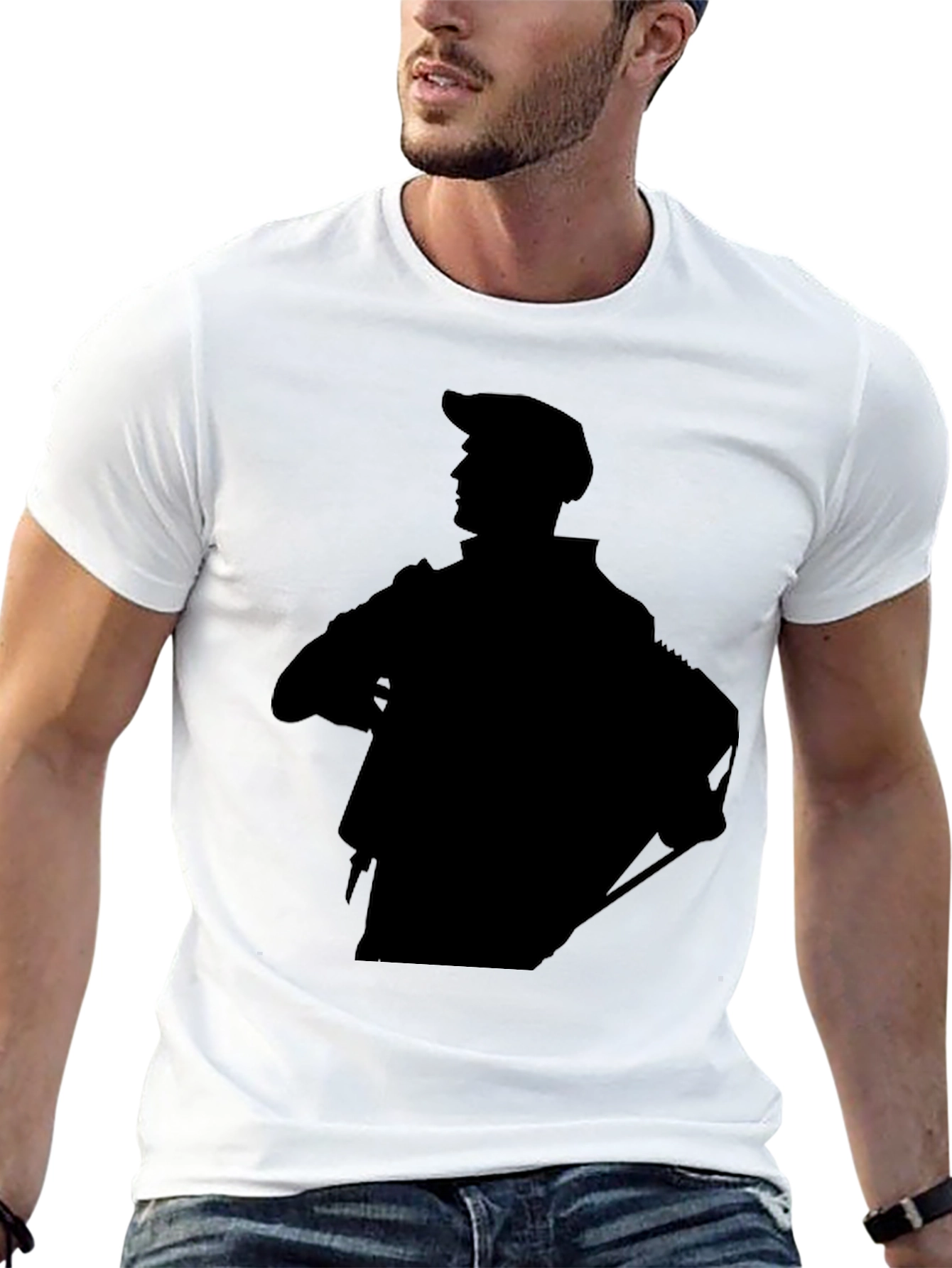 Stylish Black Graphic Tee - Silhouette Design