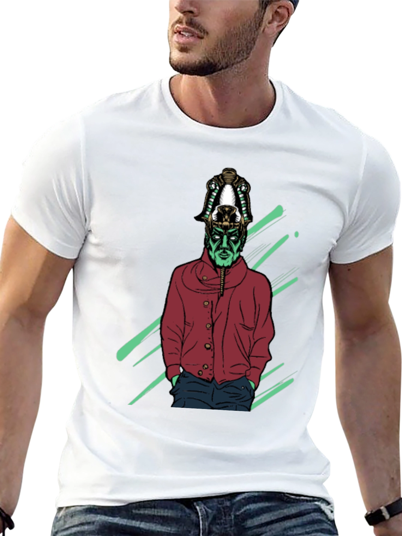 Stylish Graphic Tee - Pharaoh Alien Design