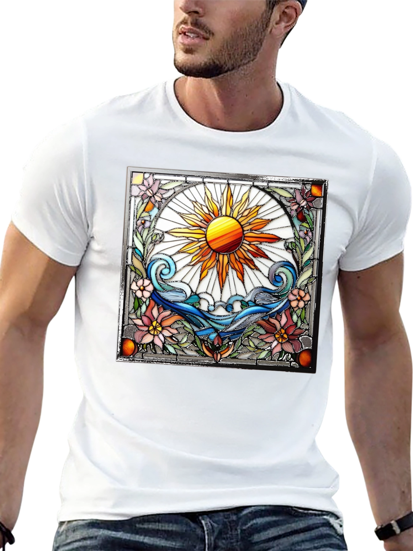 Stained Glass Sun Graphic T-Shirt