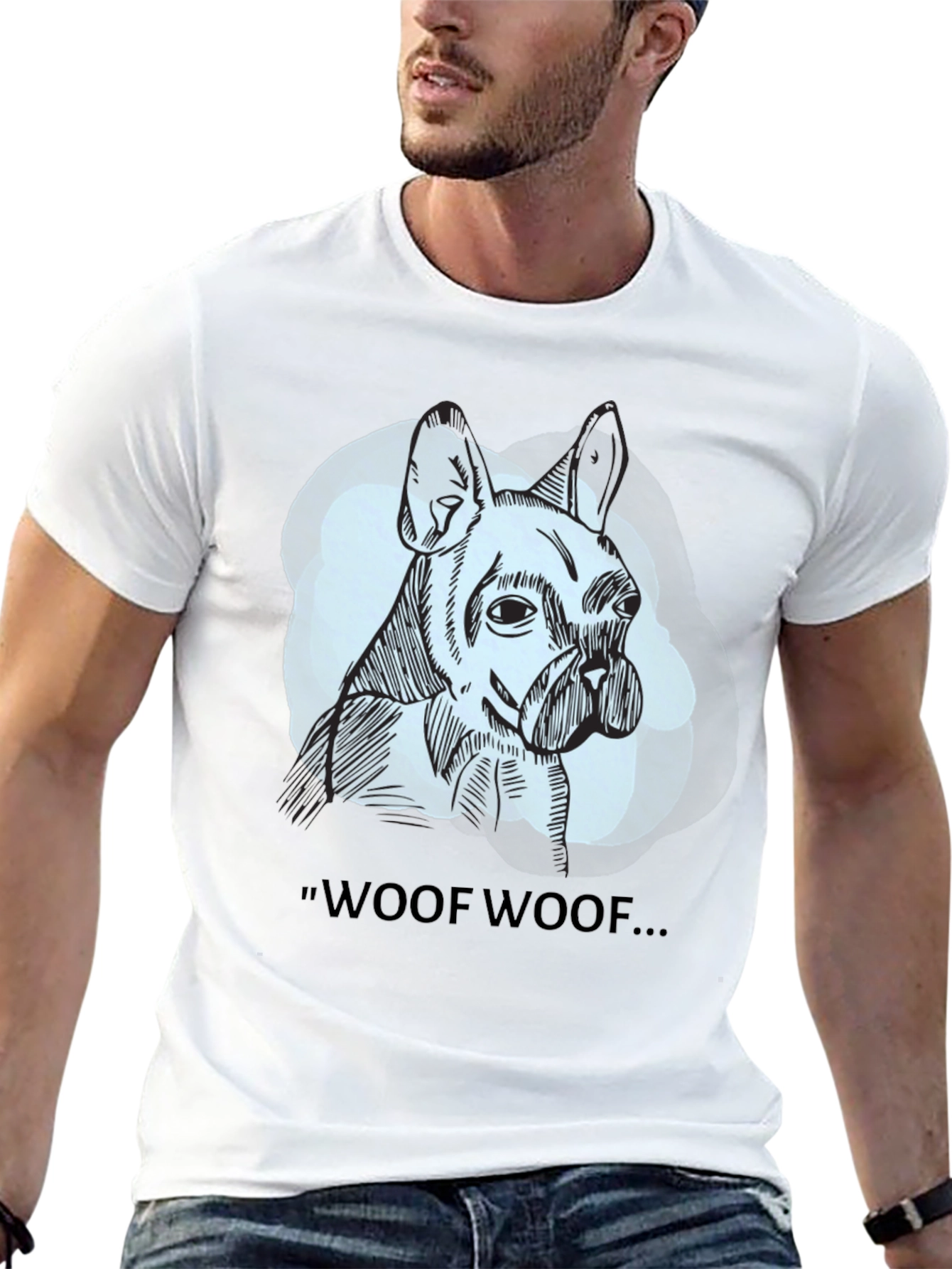 Woof Woof Dog Graphic Tee - Black