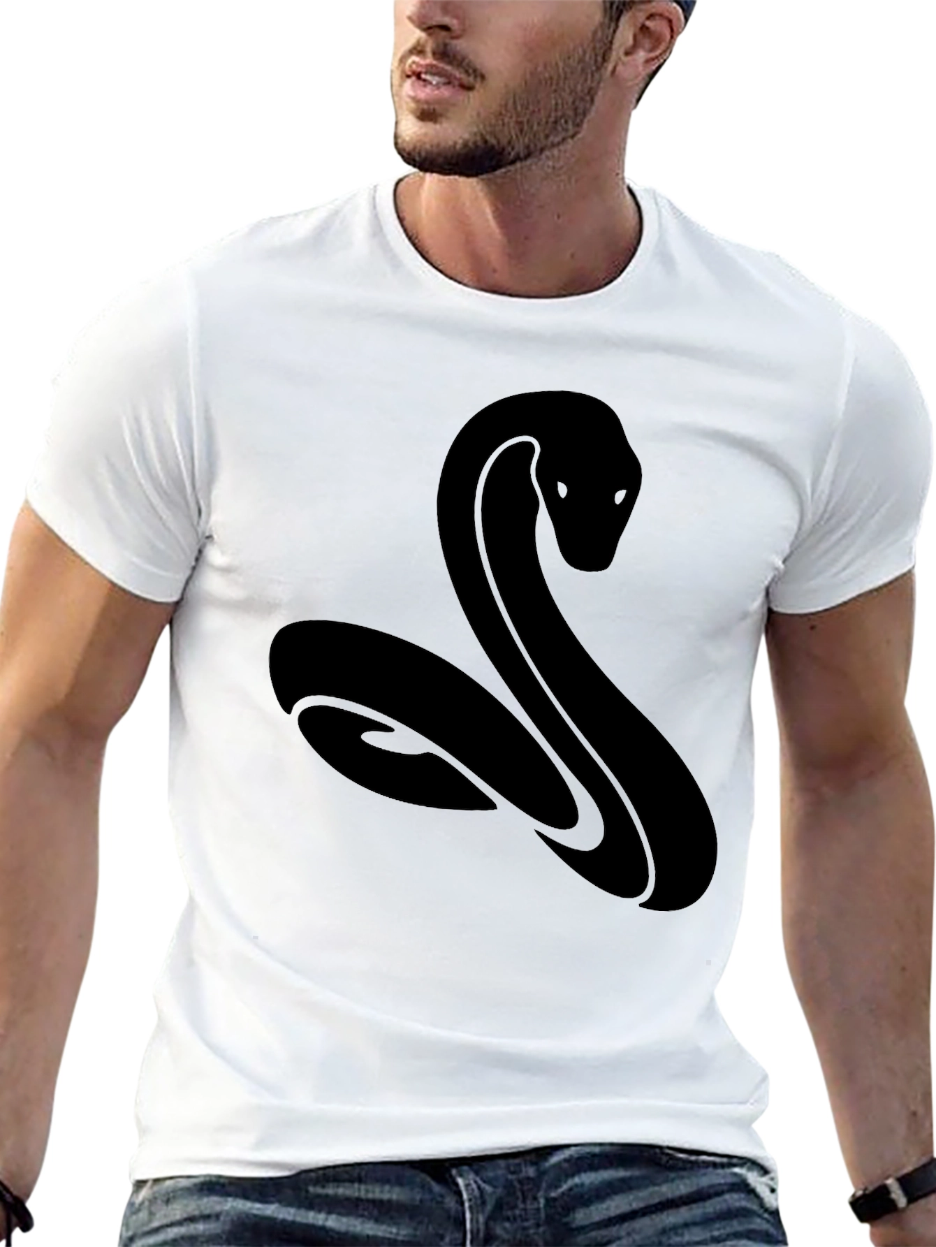 Black Snake Graphic T-Shirt - Mens Casual Tee