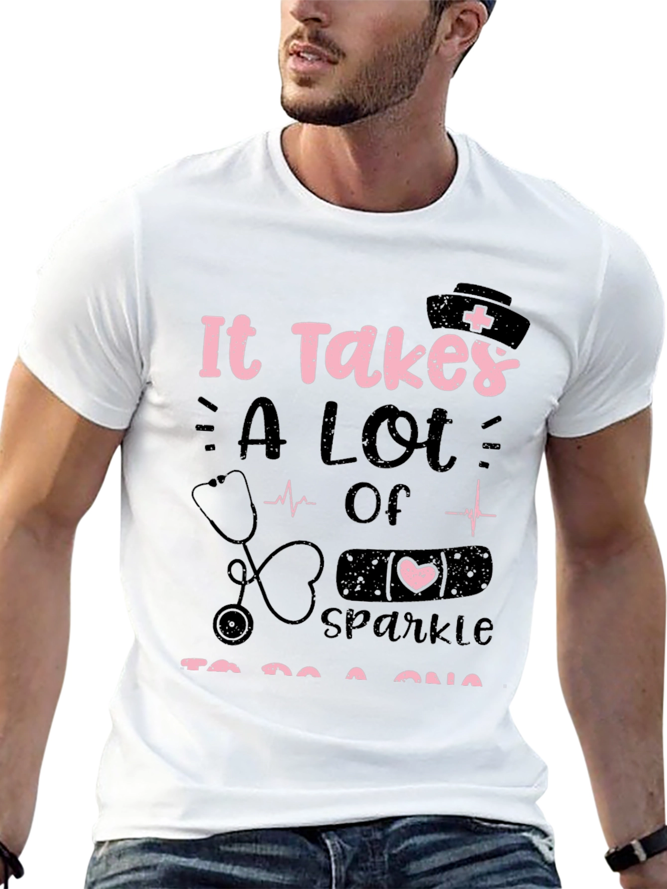 Nurse Sparkle Graphic Tee - Black Unisex