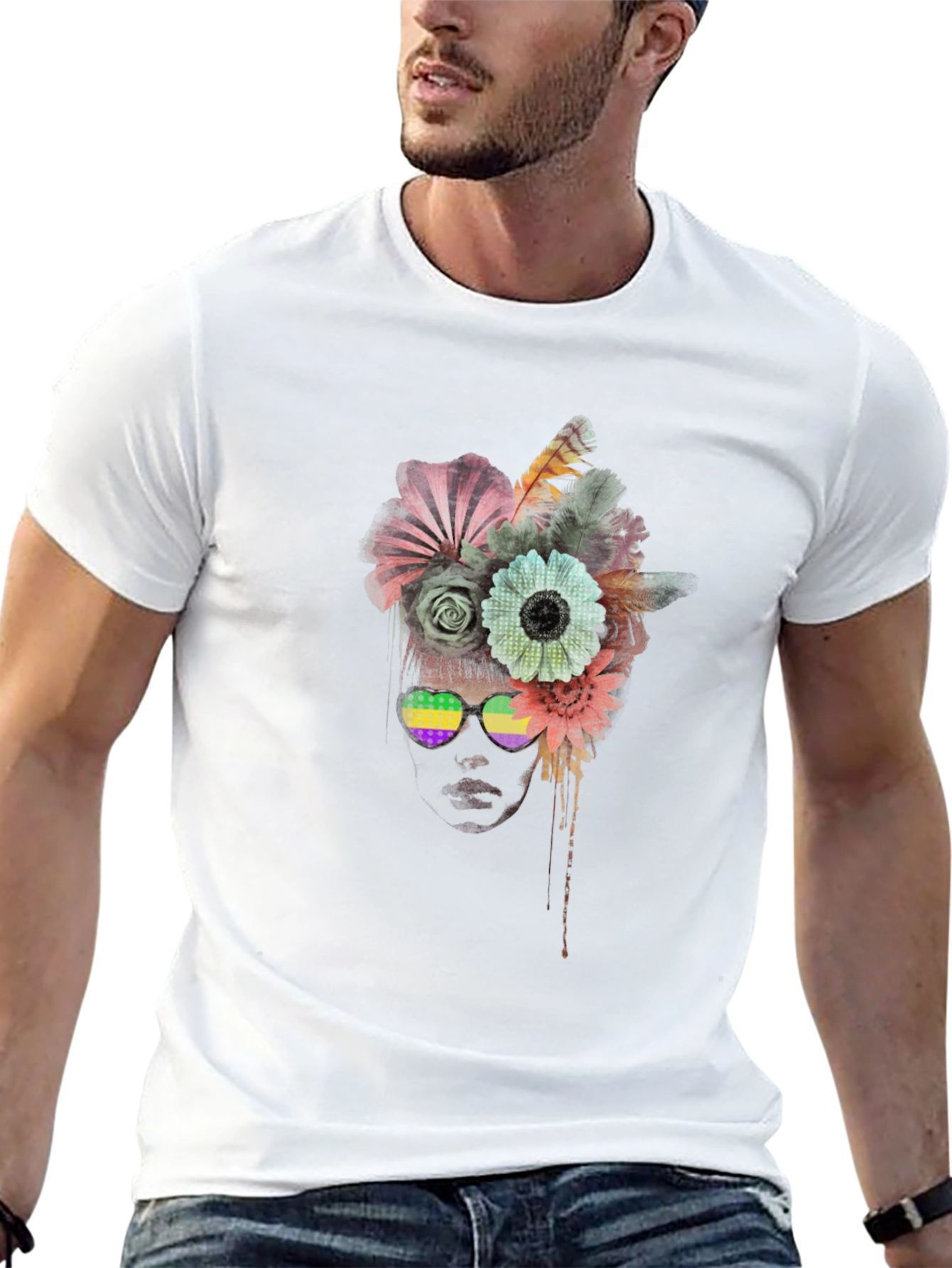 Floral Sunglasses Graphic T-Shirt - Unisex