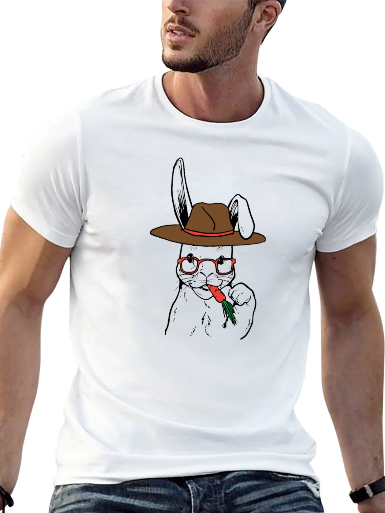 Cool Rabbit in Hat Graphic Tee