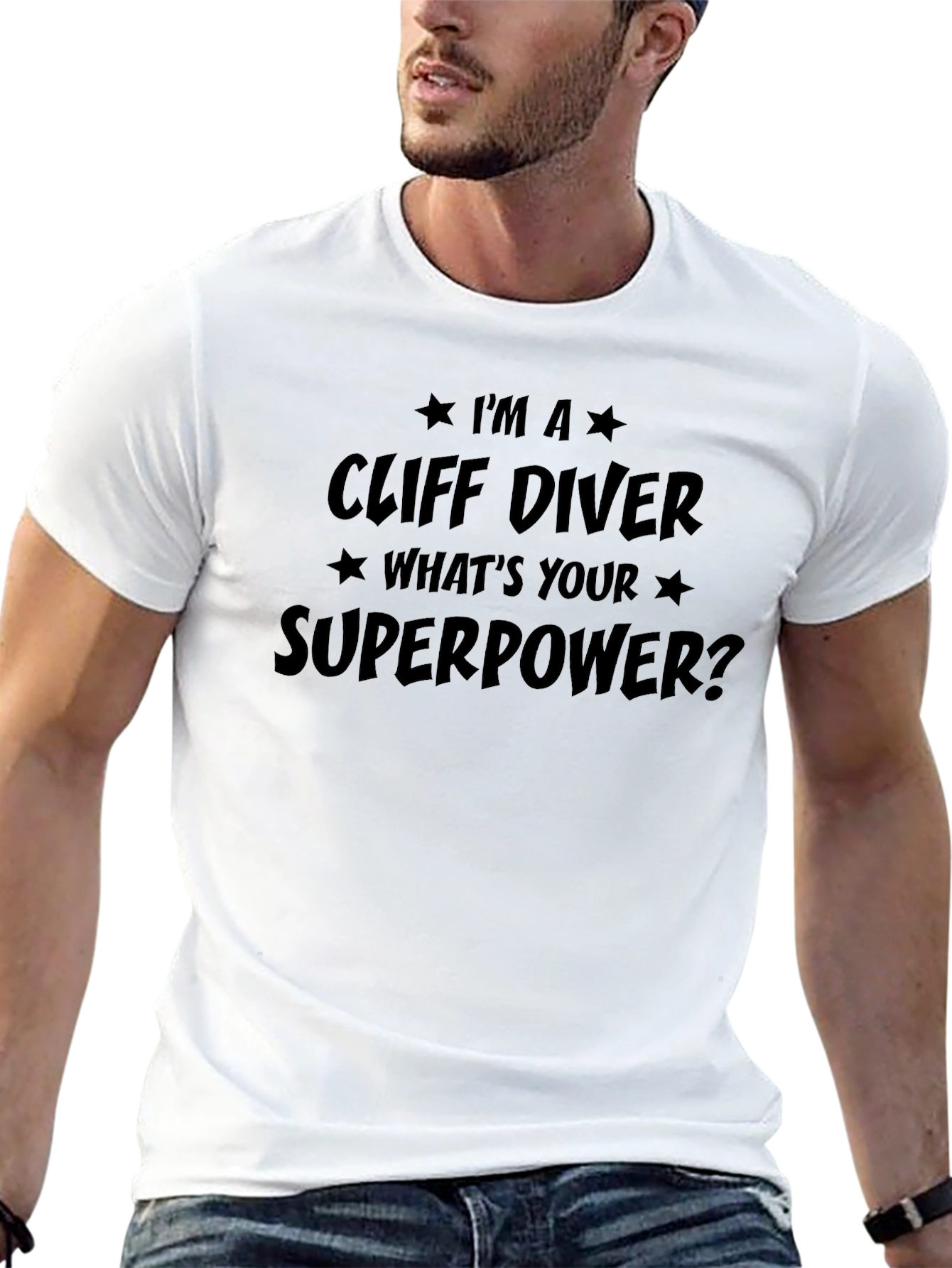 Cliff Diver Superpower T-Shirt - Black Graphic Tee