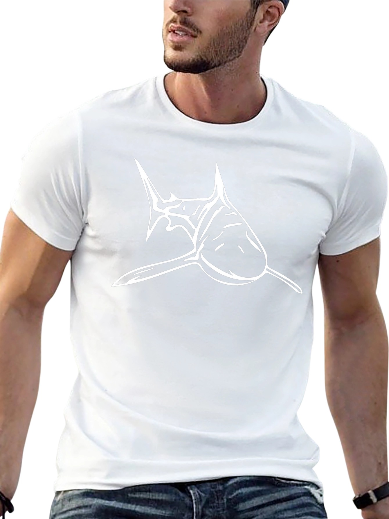 Shark Graphic Print Mens Black T-Shirt