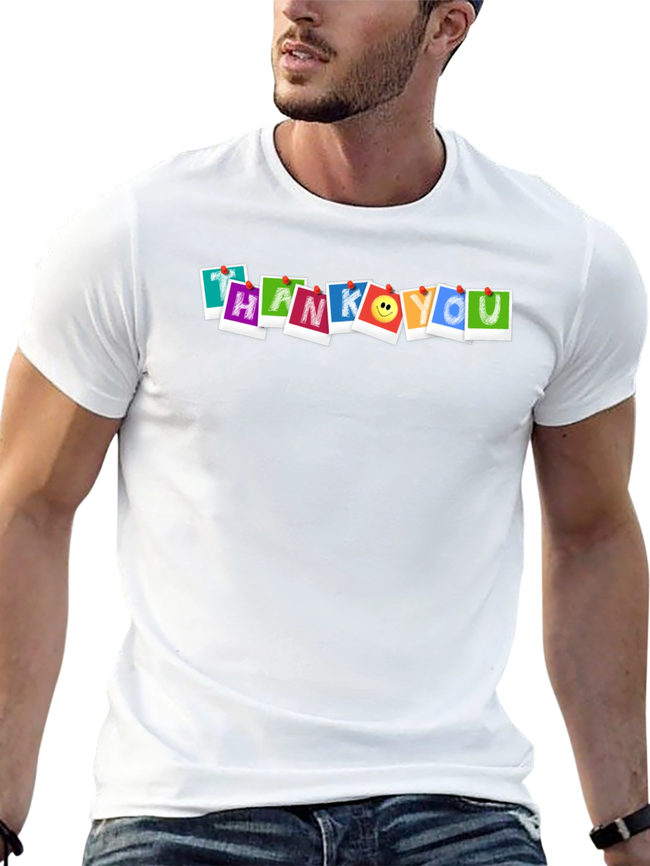 Thank You Graphic Print Black T-Shirt