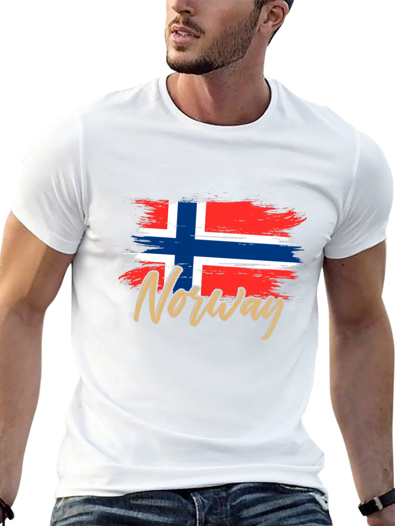 Norway Flag T-Shirt - Brushstroke Design