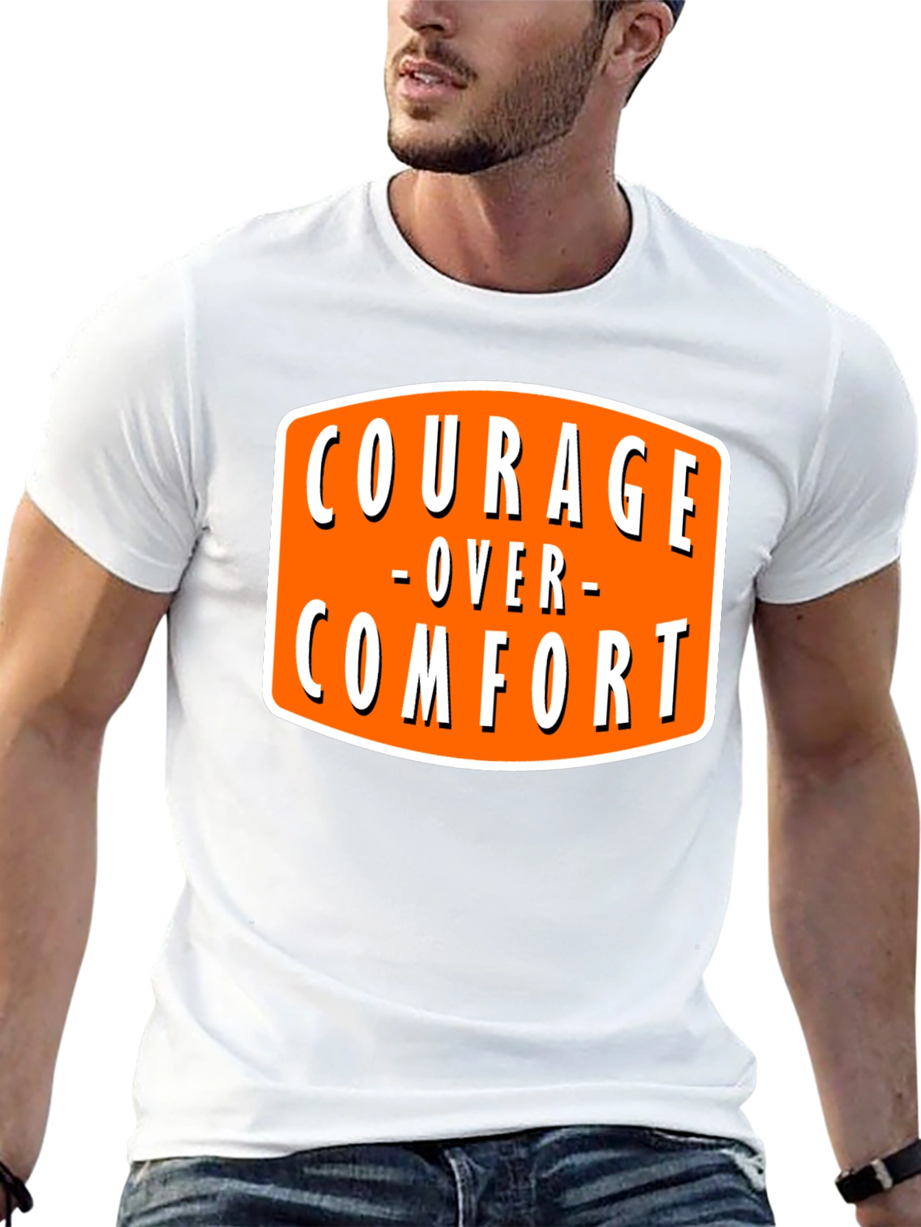 Courage Over Comfort Black Graphic T-Shirt