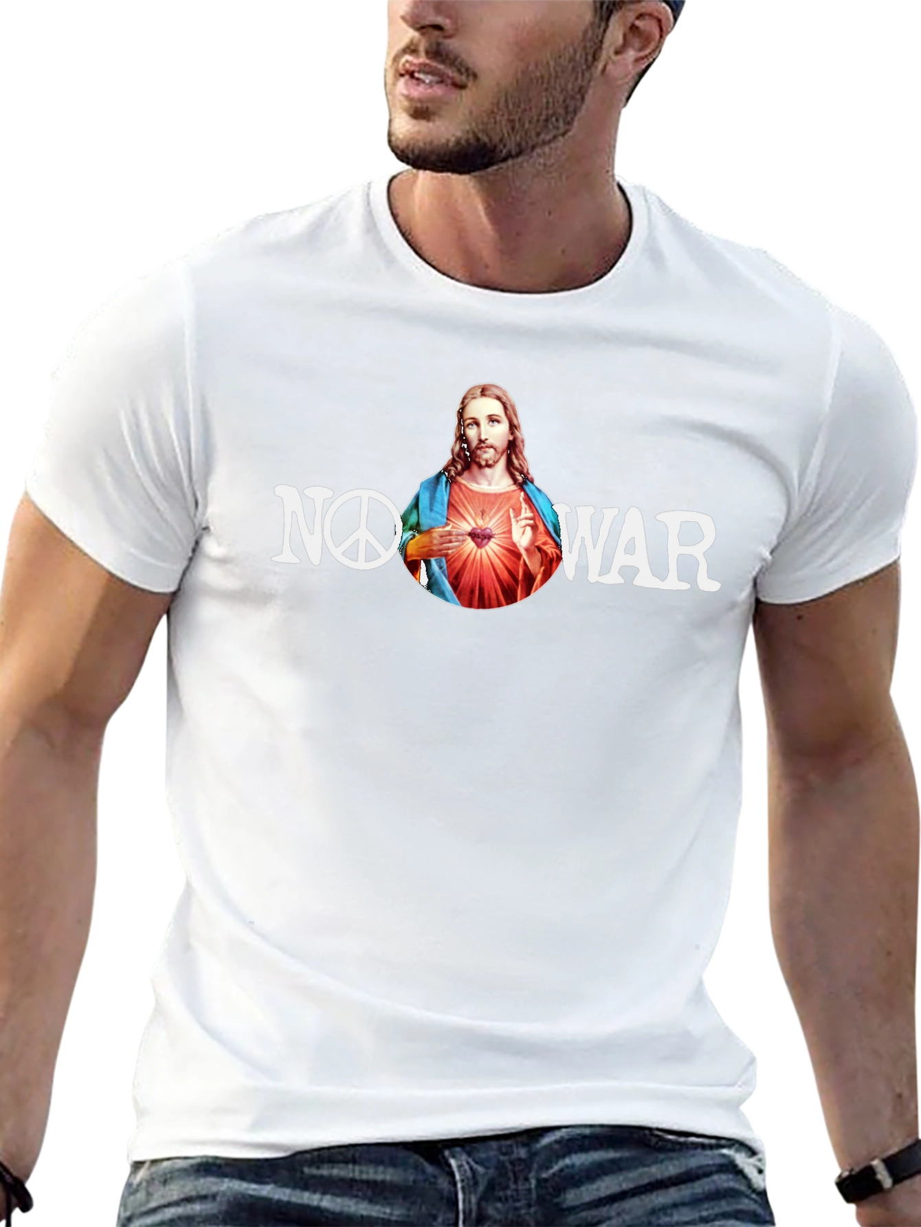No War Jesus T-Shirt Peace Sign Graphic Tee