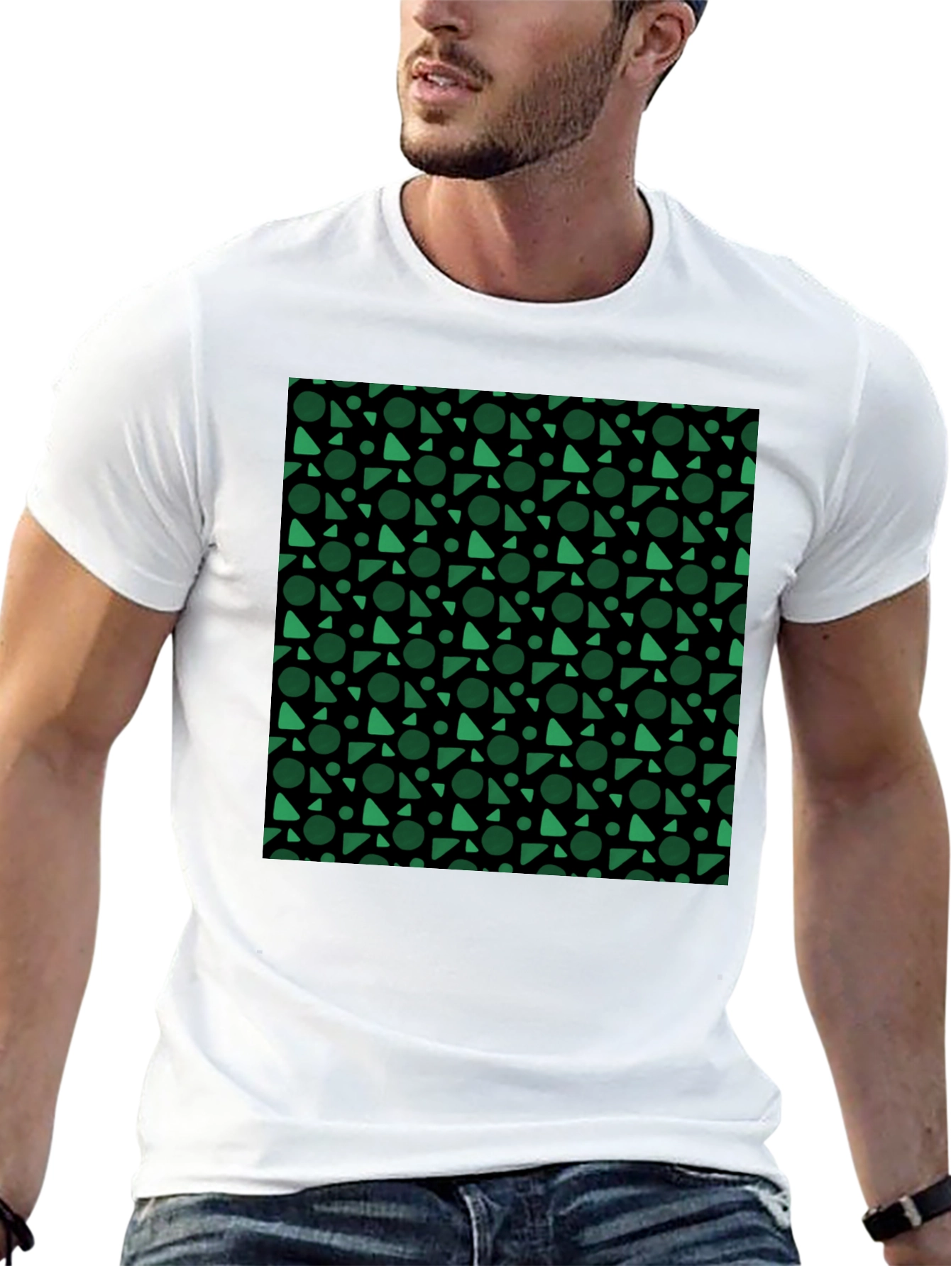 Modern Geometric Pattern Black T-Shirt