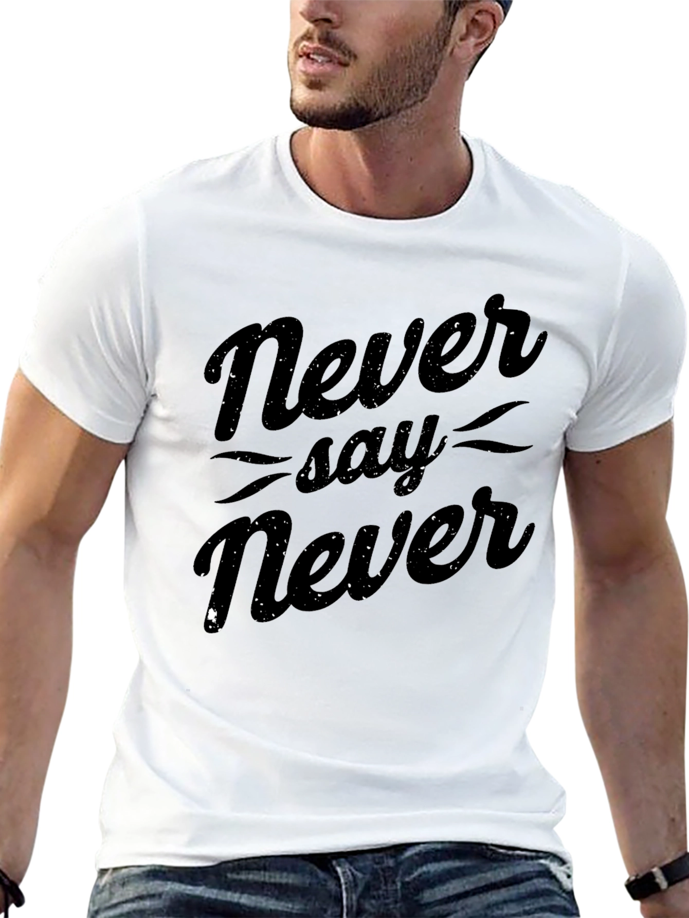 Never Say Never Black Graphic Tee