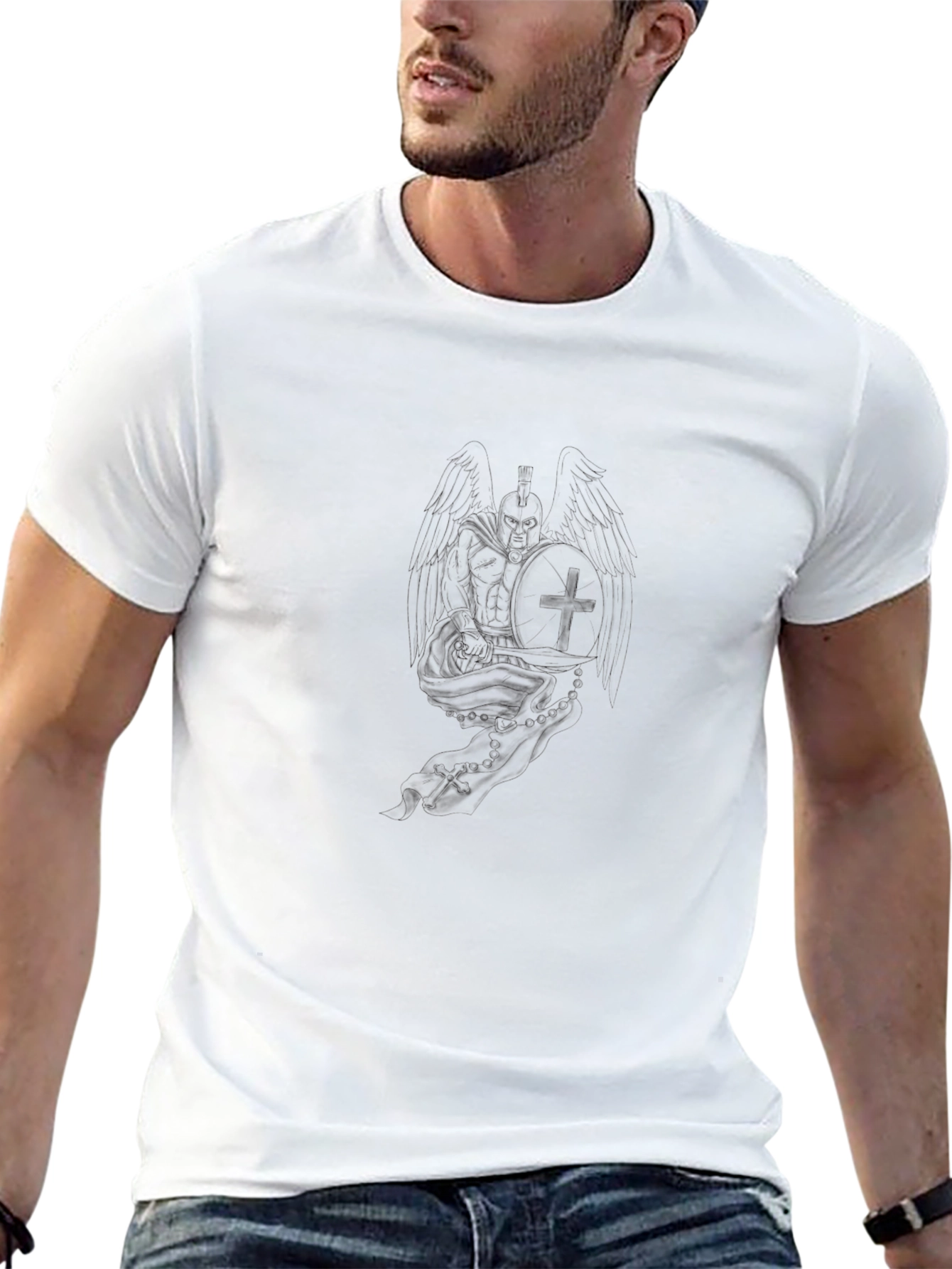 Mens Black Graphic Tee - Subtle Design