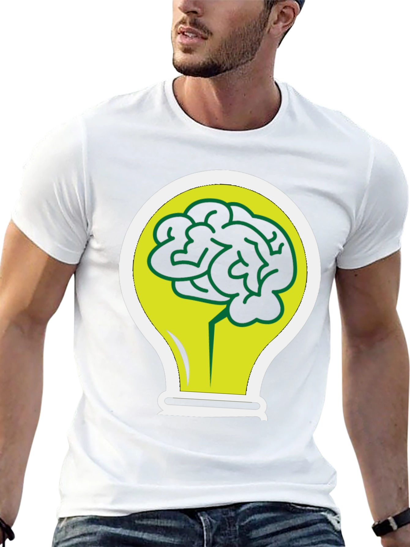 Brain Bulb Black T-Shirt - Idea Generation