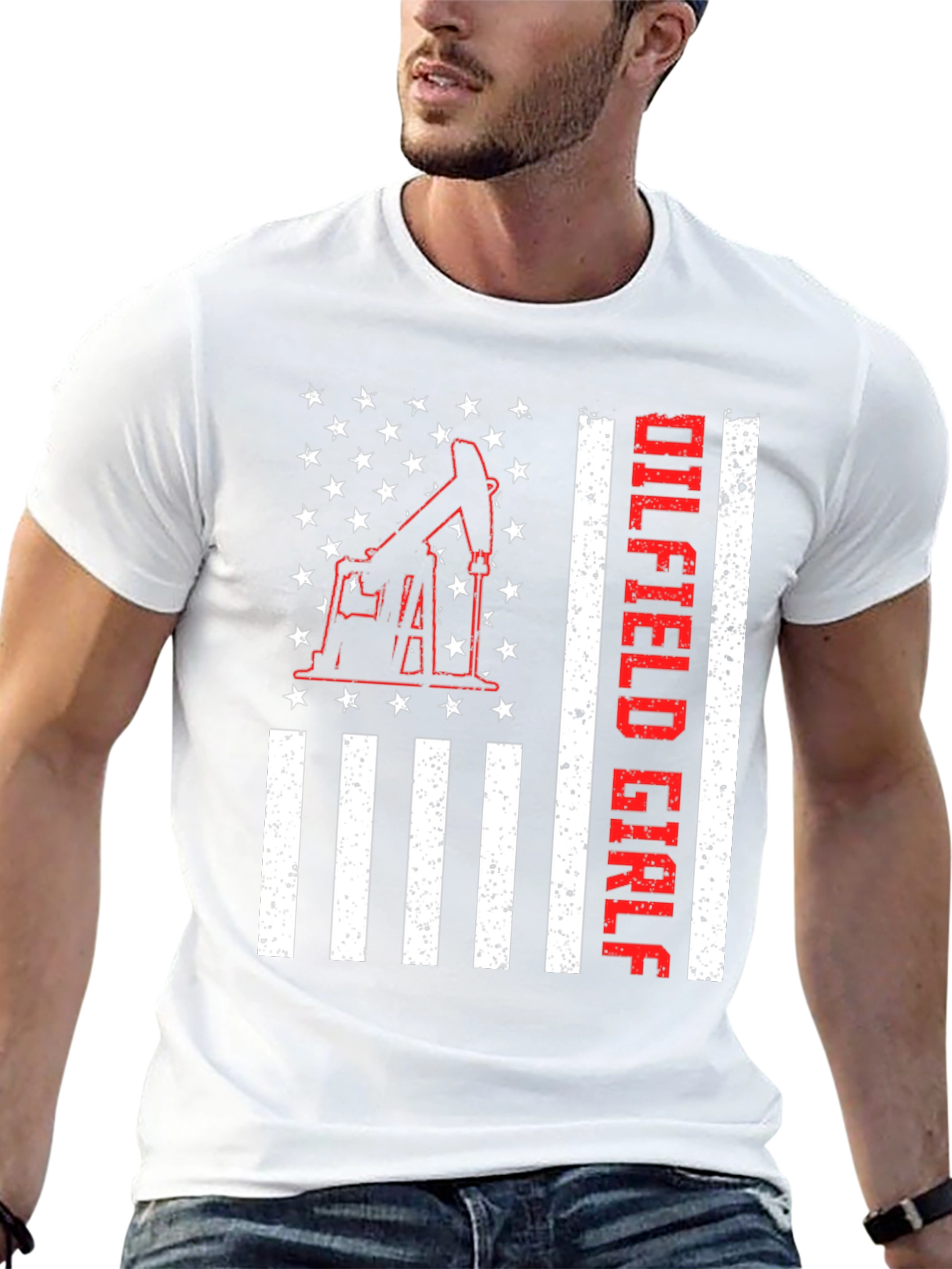 Oilfield Girl T-Shirt - American Flag Design