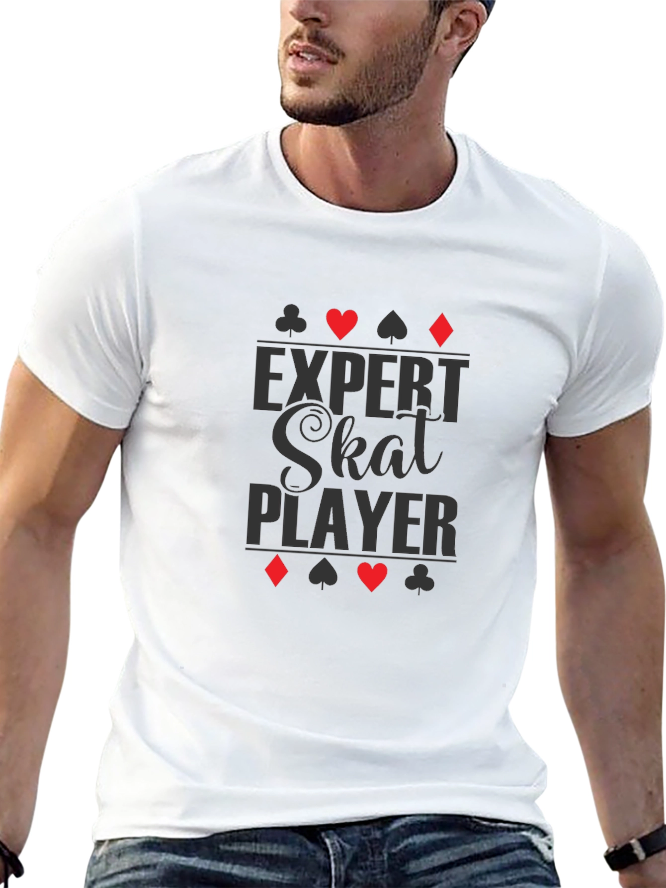 Expert Skat Player T-Shirt - Card Suits Design