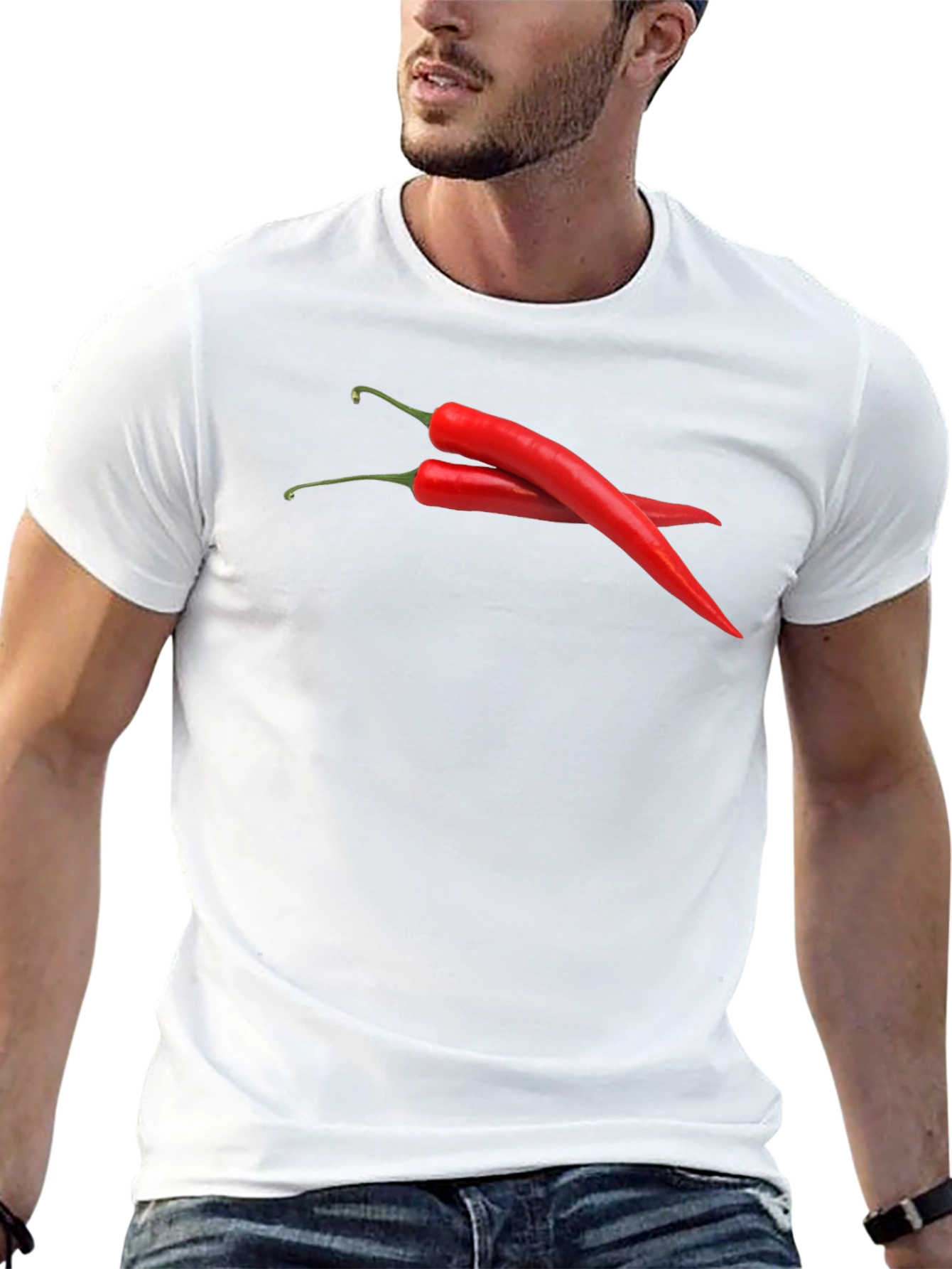 Spicy Red Chili Pepper Graphic Black T-Shirt