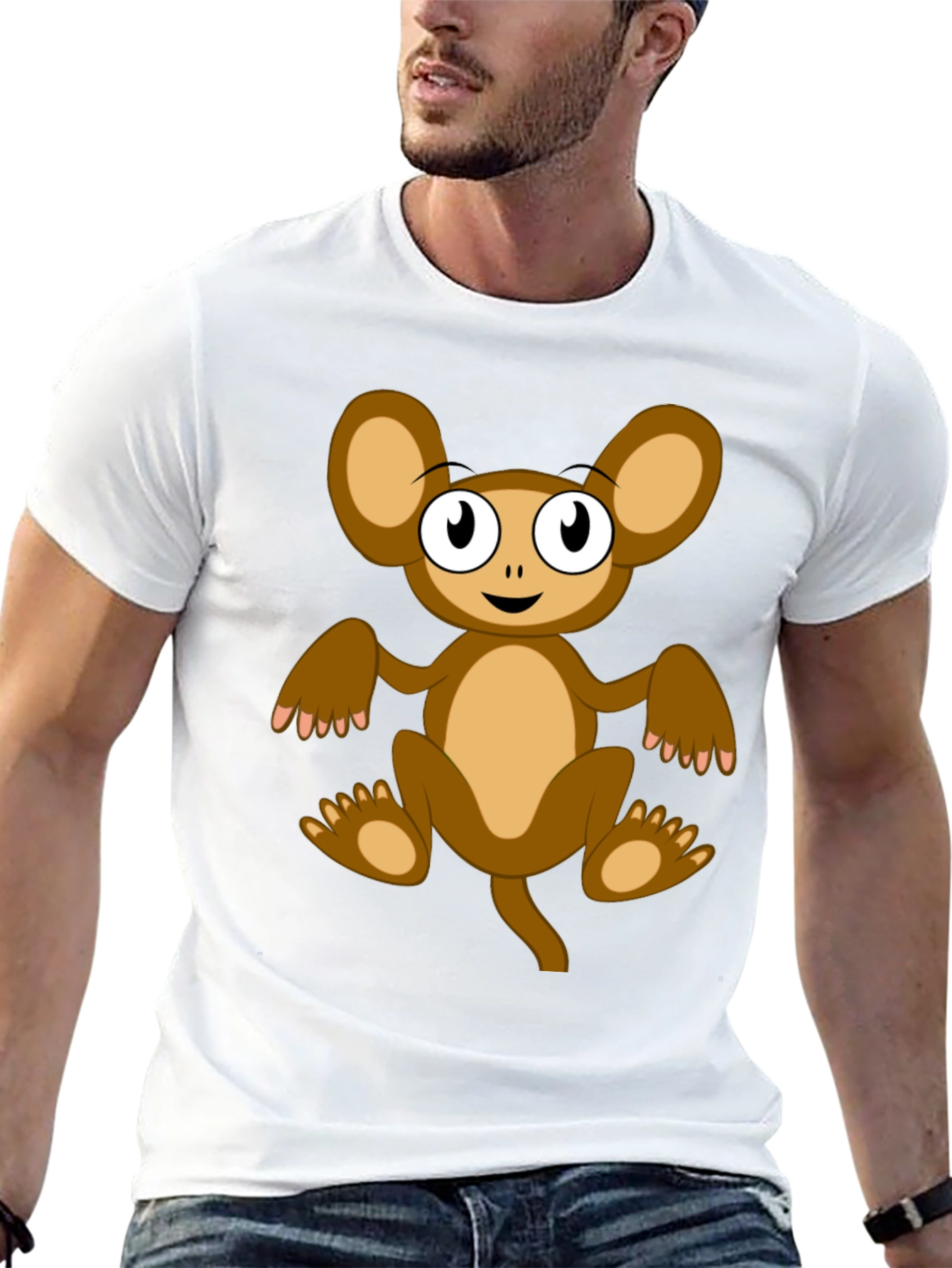 Cartoon Monkey Graphic Tee - Unisex Black T-Shirt
