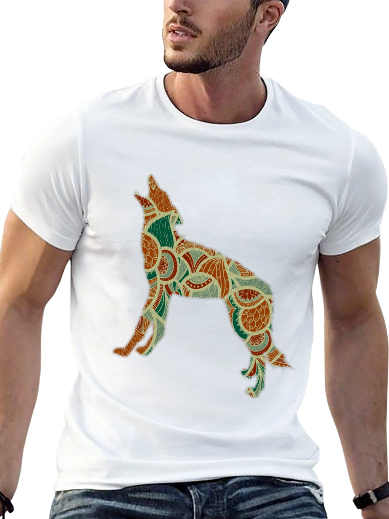 Wolf Silhouette Graphic Print Tee