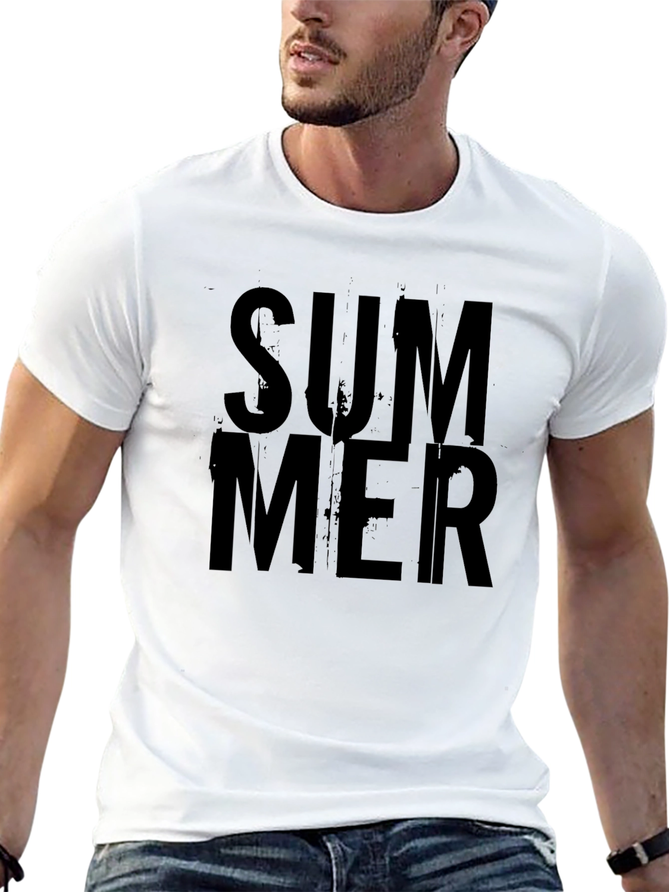 Summer Black Graphic T-Shirt for Men