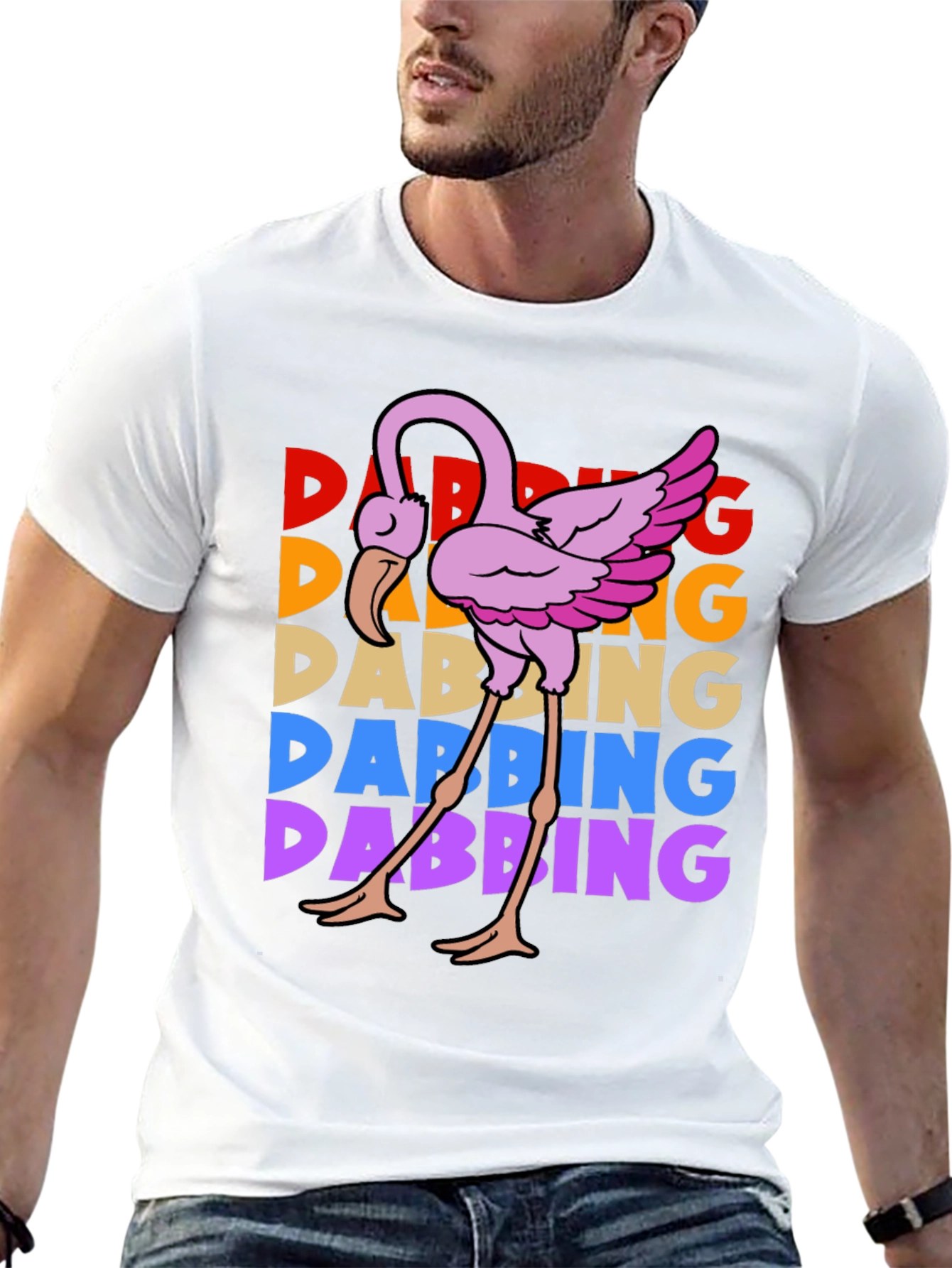Dabbing Flamingo Graphic Tee - Trendy & Fun!