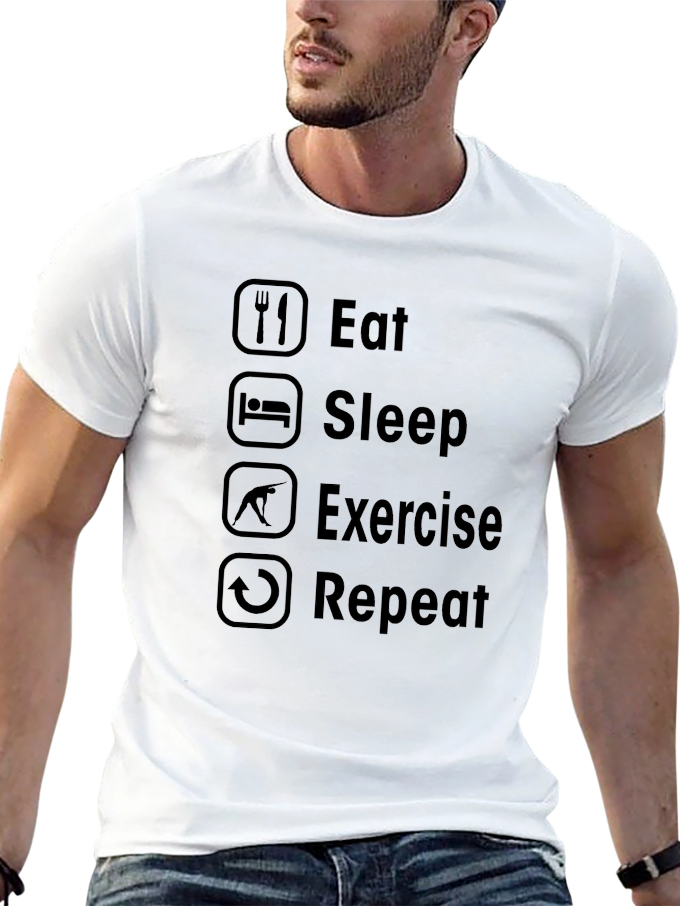 Eat Sleep Exercise Repeat Black T-Shirt
