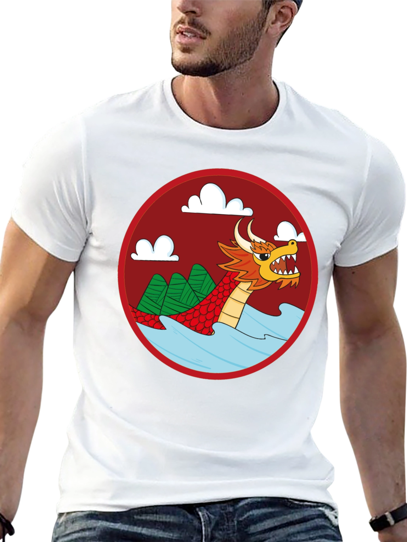 Dragon Graphic Tee - Black Crew Neck Cotton T-Shirt