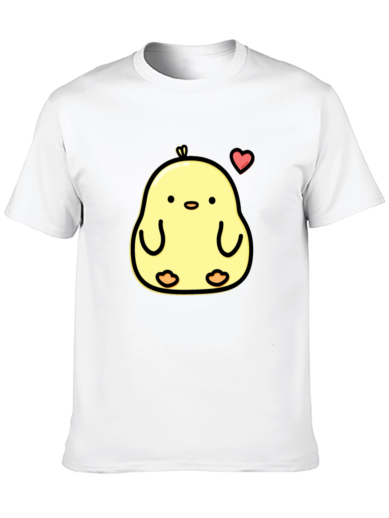 Cute Chick Heart Graphic Black T-Shirt