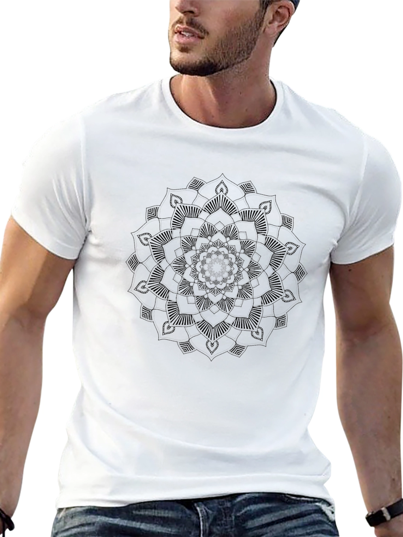Black Mandala Graphic Tee - Stylish Casual Wear