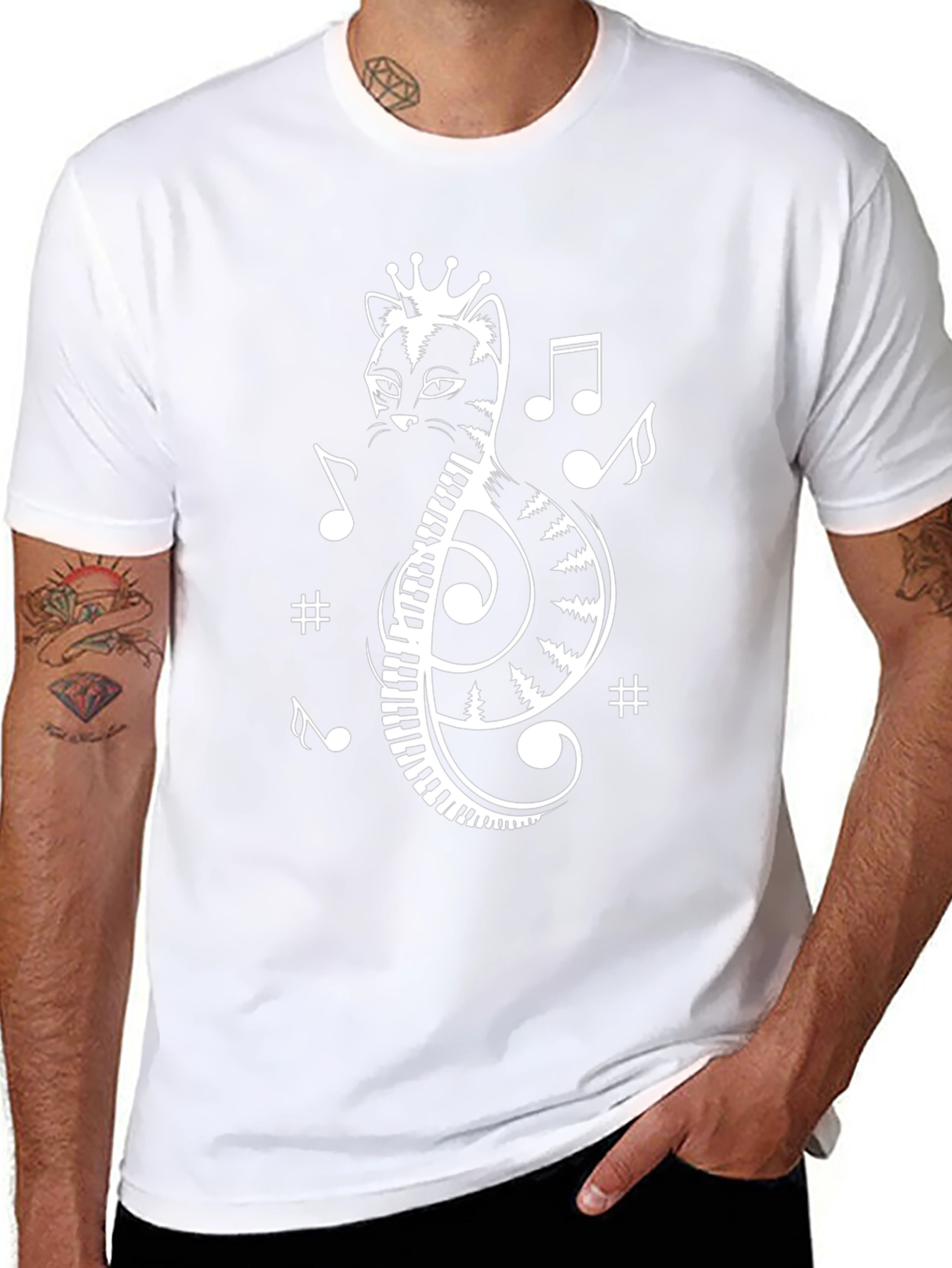 Musical Cat Treble Clef Graphic Tee