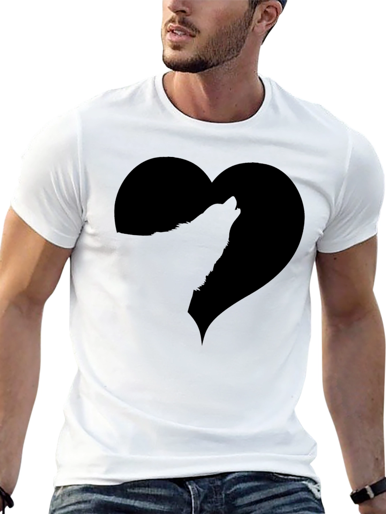 Wolf Heart Black Graphic Tee