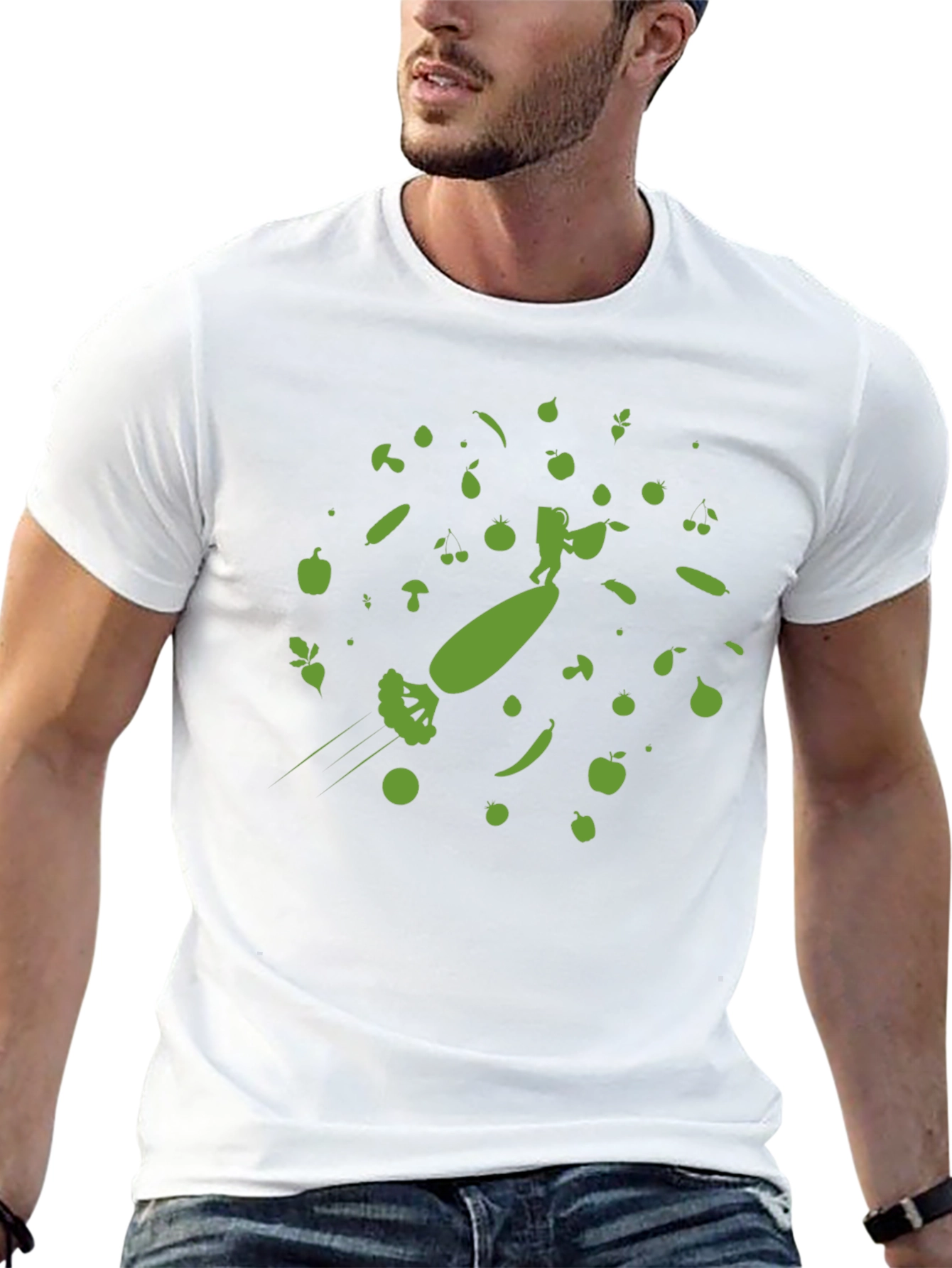 Astronaut Surfing Broccoli T-Shirt - Fun & Unique!