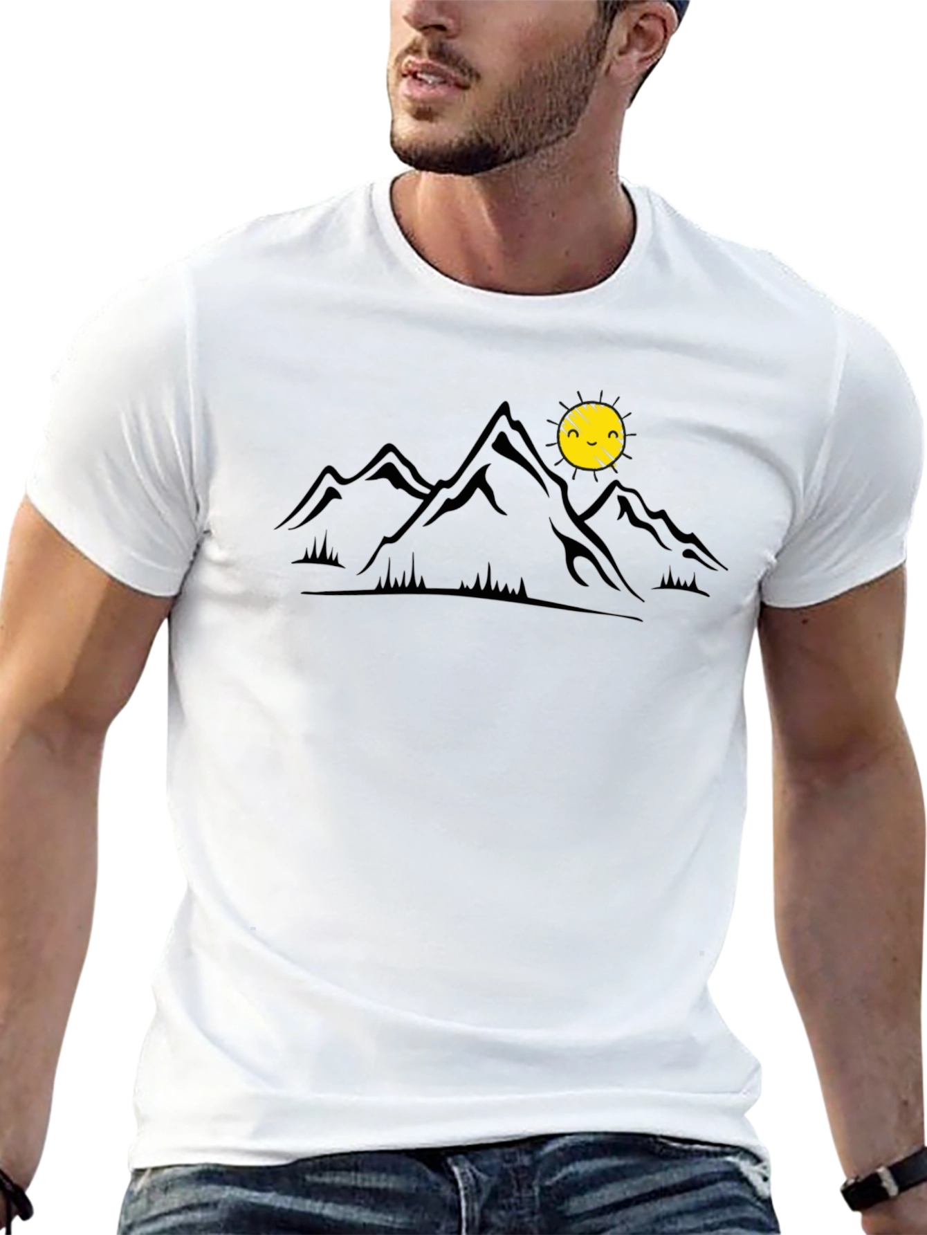 Mountain & Sun Graphic Tee - Black Casual Shirt