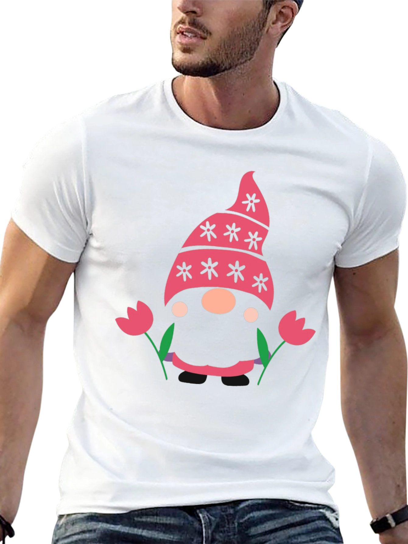 Spring Gnome T-Shirt - Cute Floral Design