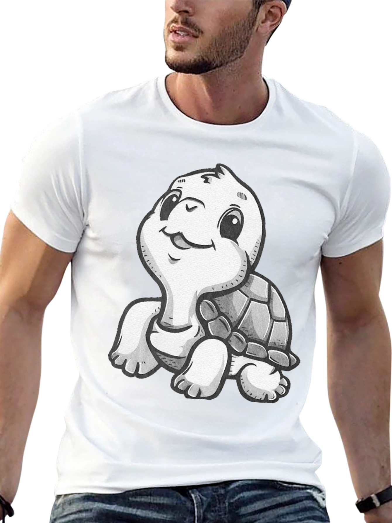 Cute Turtle Graphic T-Shirt - Black