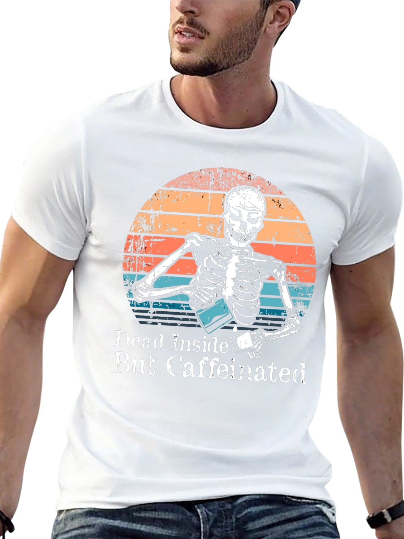 Dead Inside But Caffeinated Skeleton Graphic Tee